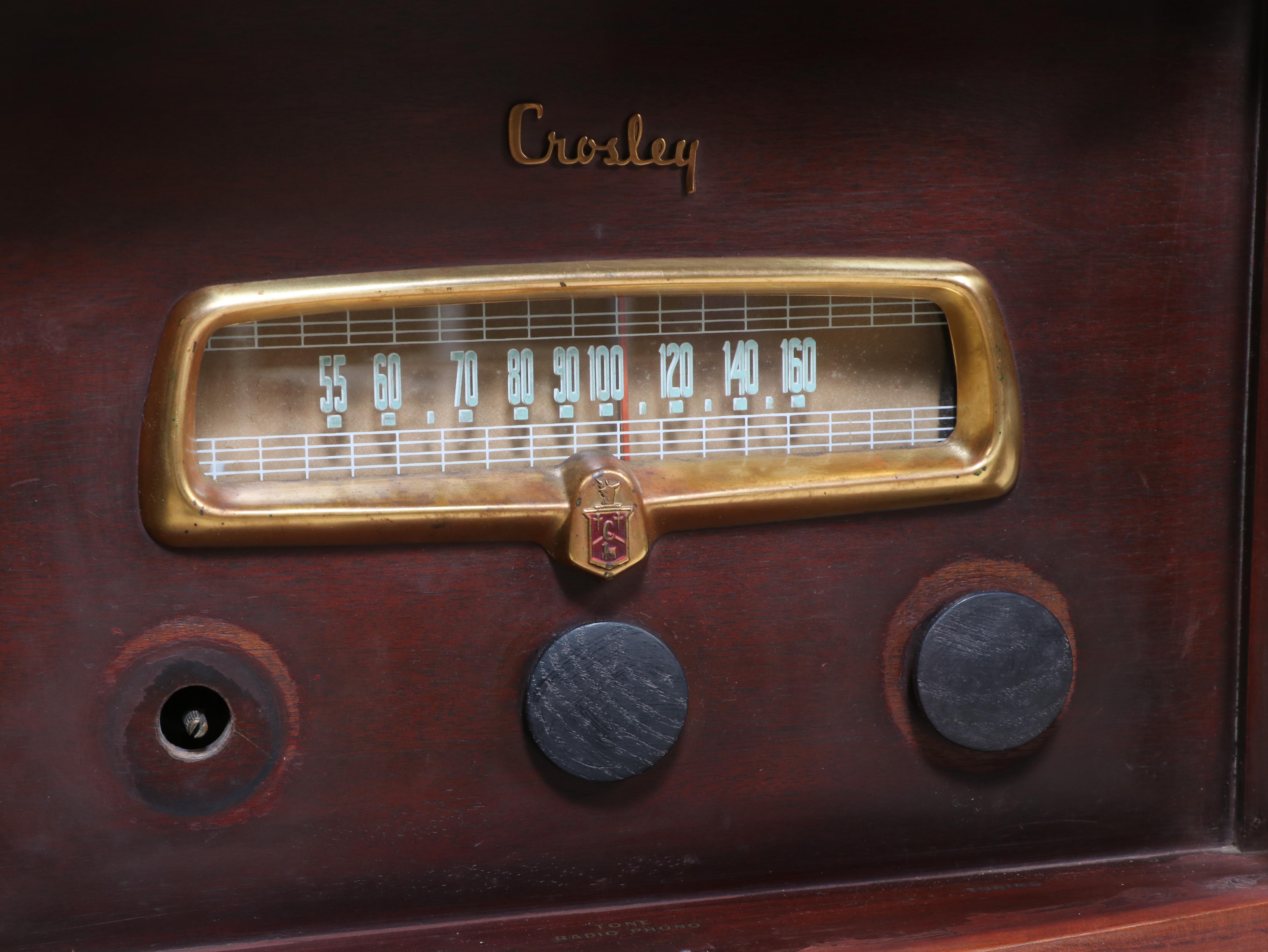 Regency Style Mahogany Cabinet with Crosley Radio and Turntable