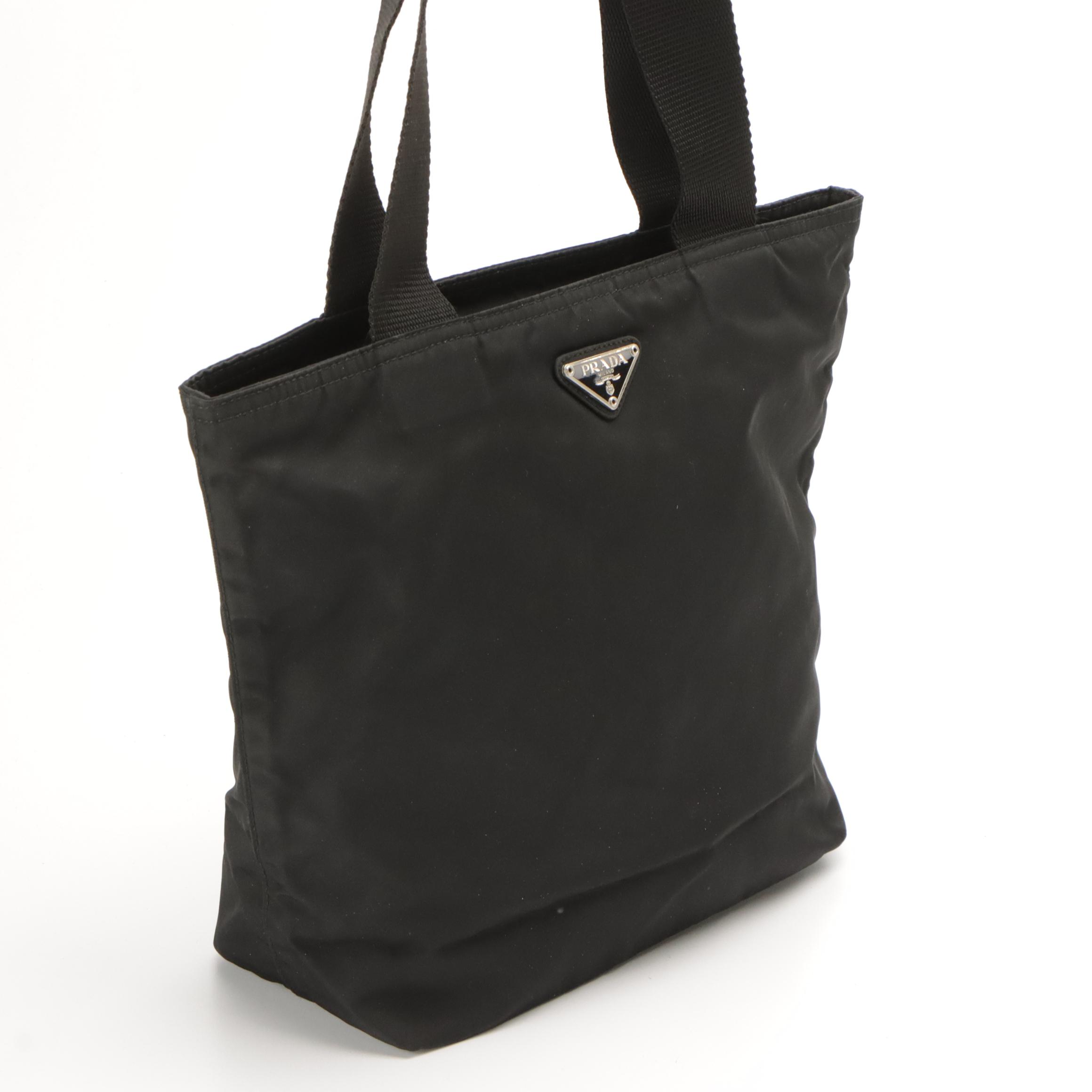Prada Black Tessuto Nylon Zippered Shoulder Tote