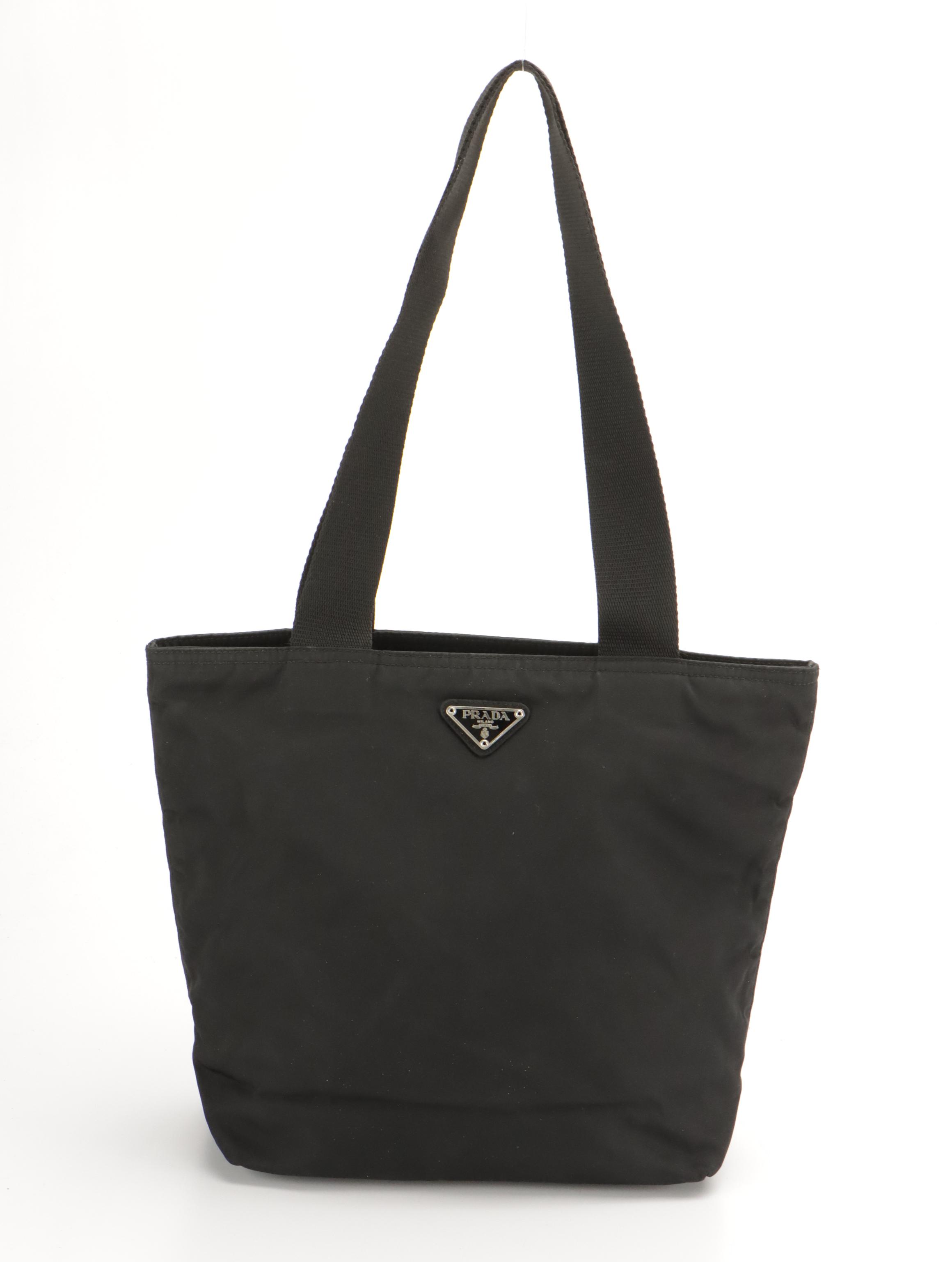 Prada Black Tessuto Nylon Zippered Shoulder Tote