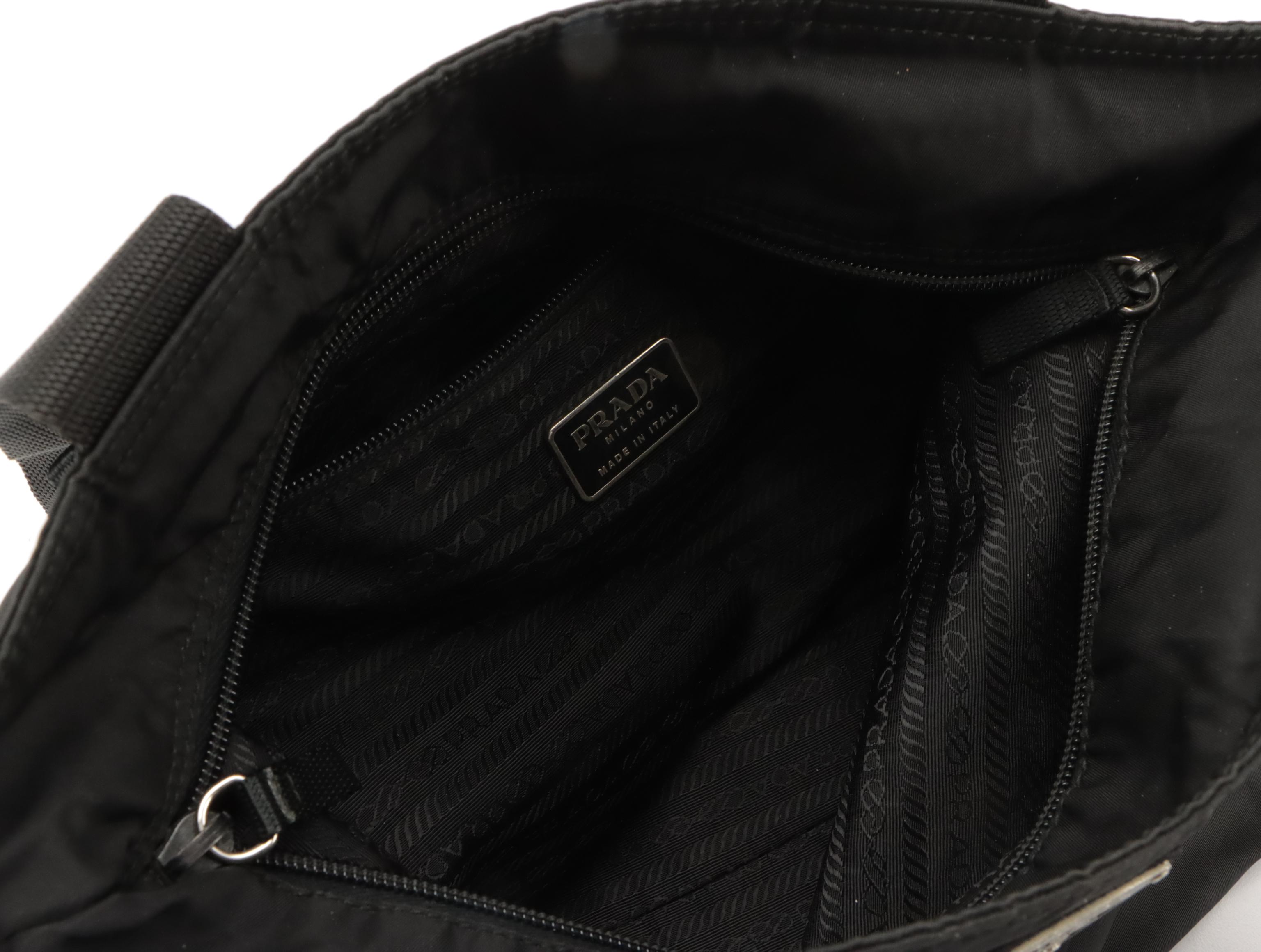 Prada Black Tessuto Nylon Zippered Shoulder Tote