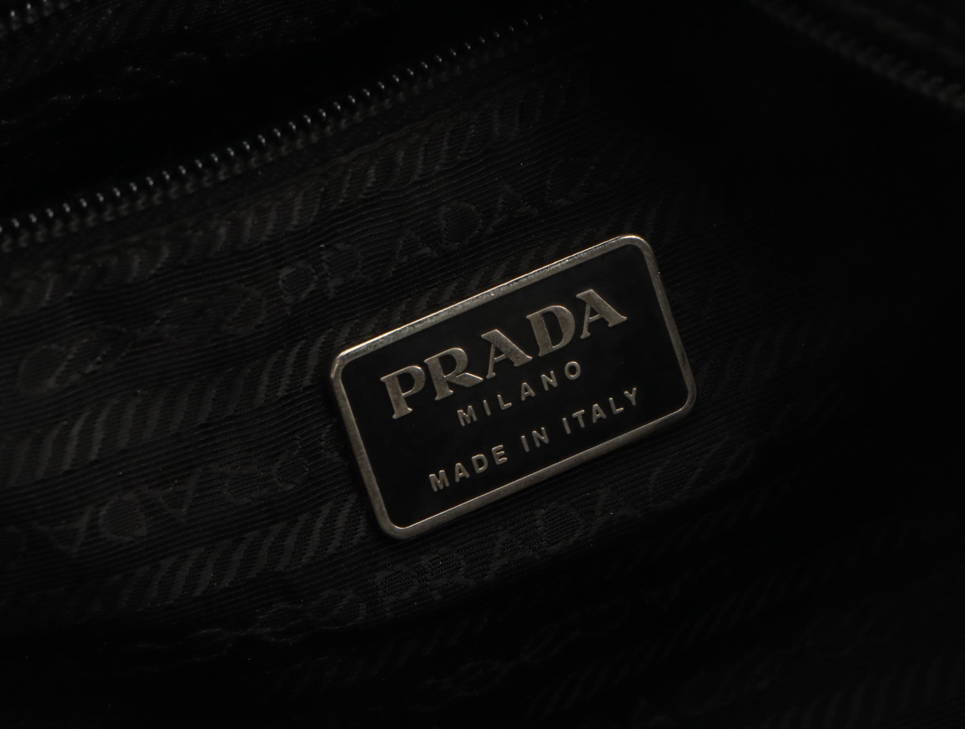 Prada Black Tessuto Nylon Zippered Shoulder Tote
