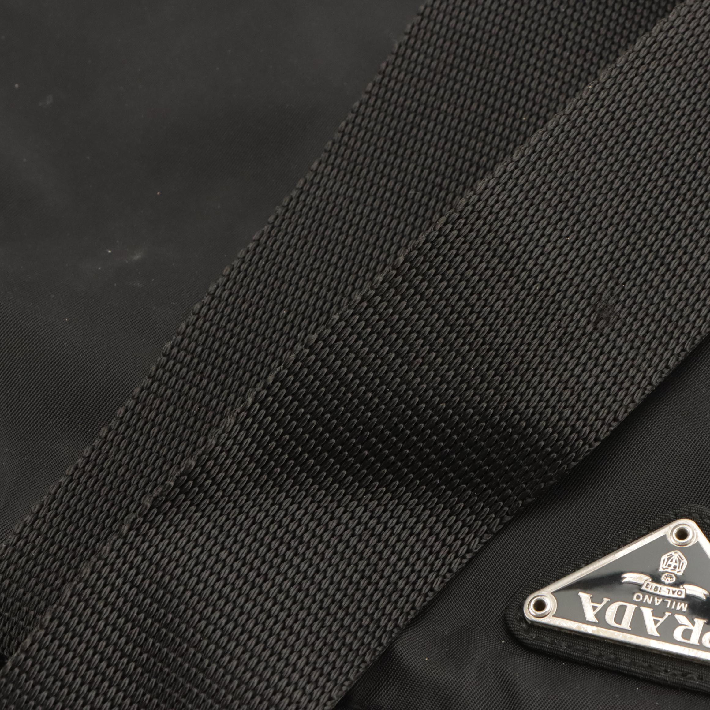 Prada Black Tessuto Nylon Zippered Shoulder Tote