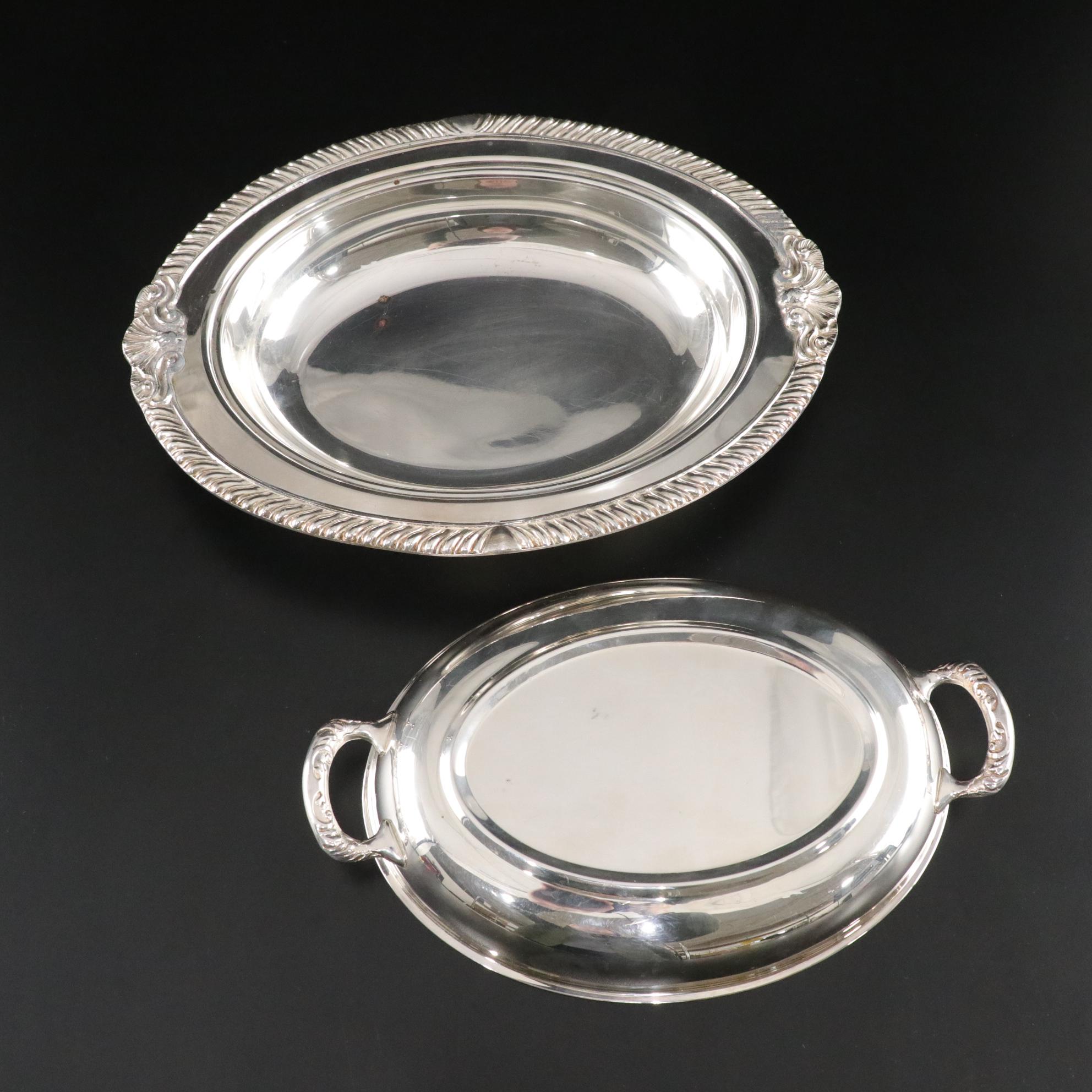 Sheridan Silver Plate Serving Bowl with German Candlesticks and More