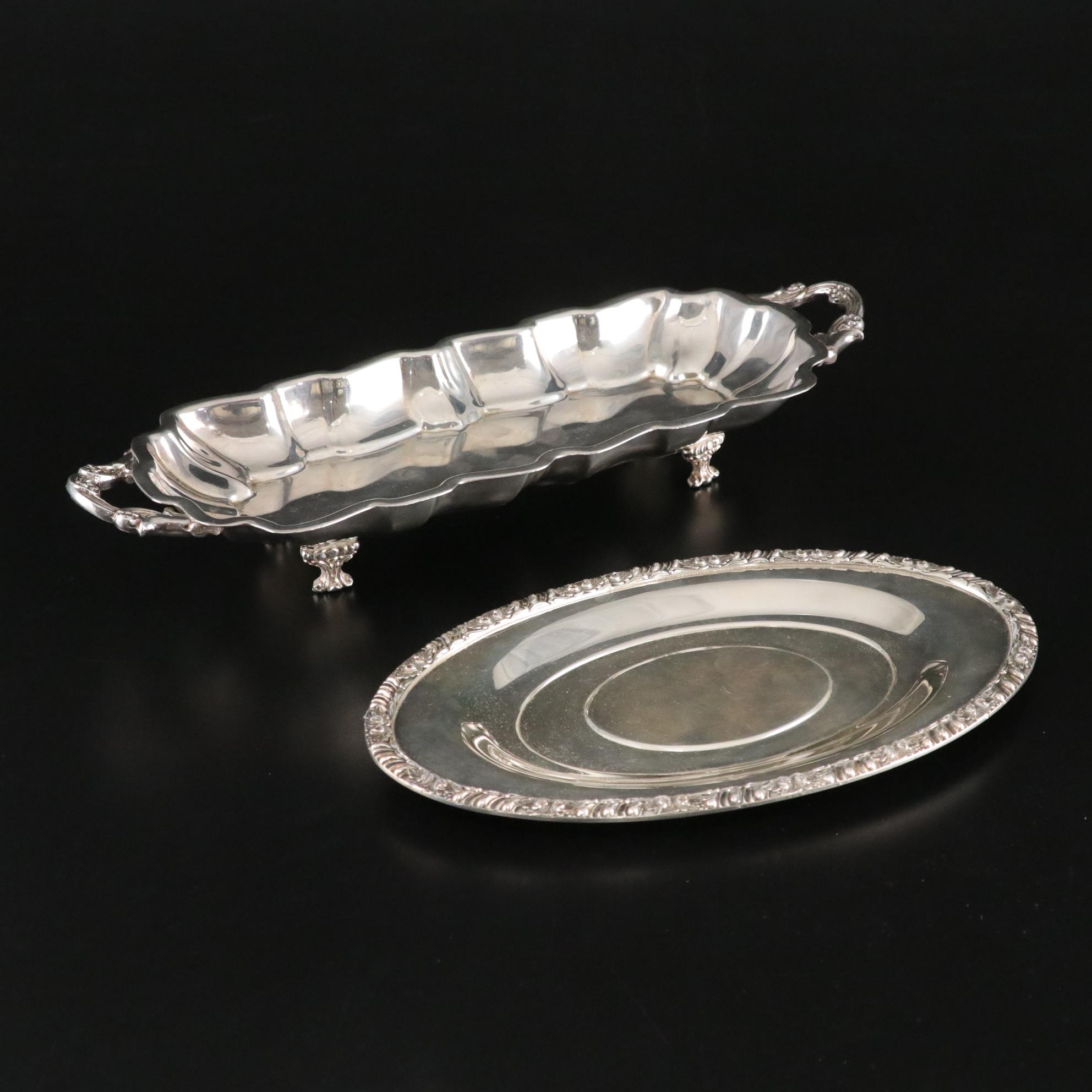 Sheridan Silver Plate Serving Bowl with German Candlesticks and More