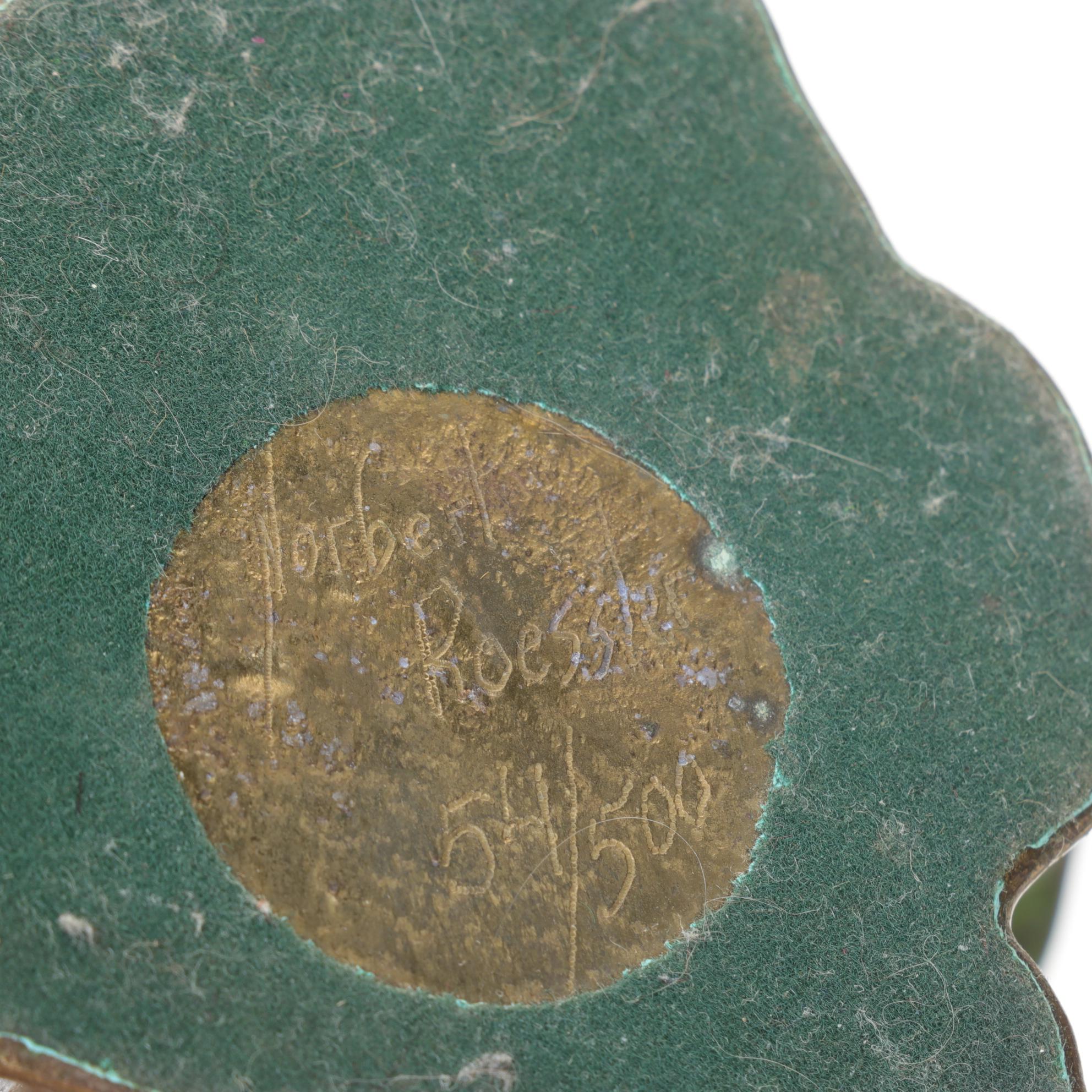 Norbert Roessler Patina Bronze Hummingbird on Twisted Vine & Desert Rose Cluster