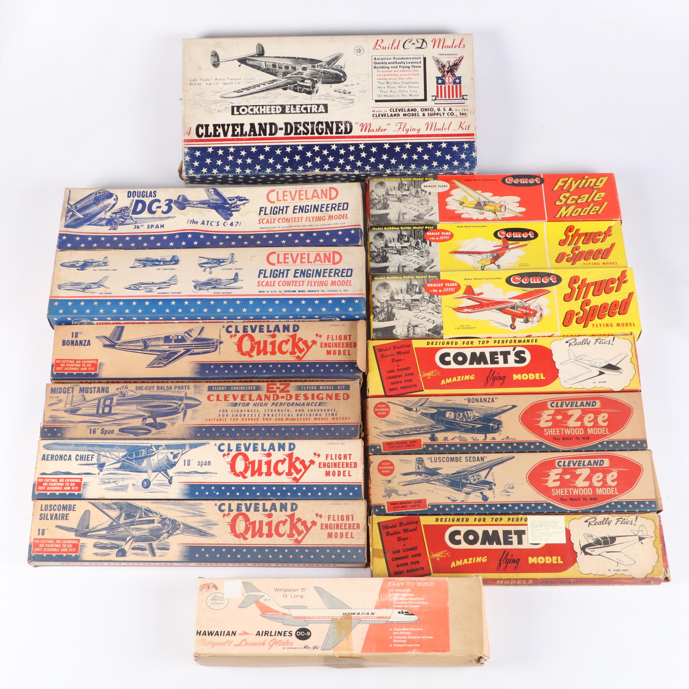 Cleveland "Douglas DC-3", "Luscombe Silvaire" and More Model Airplane Kits