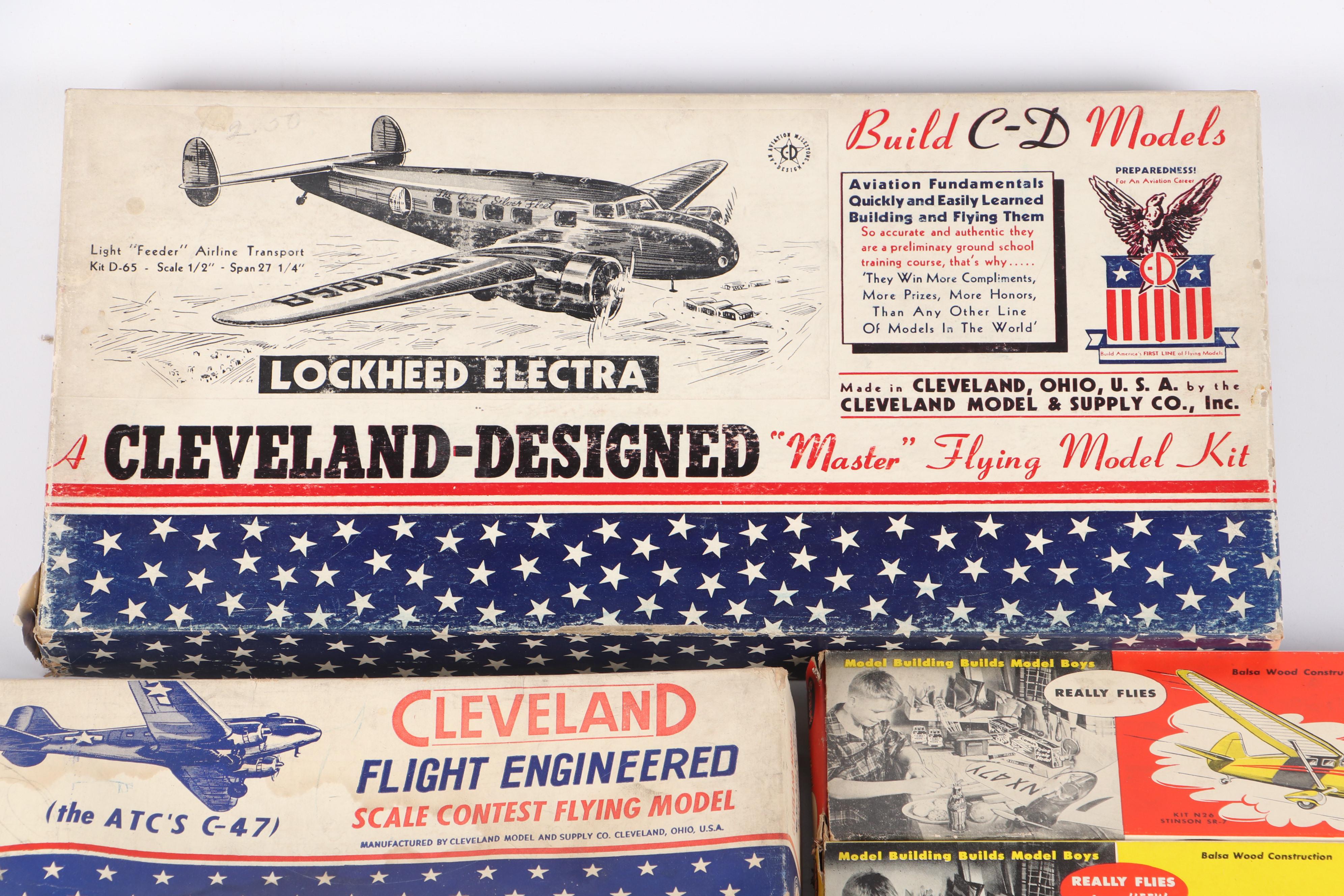 Cleveland "Douglas DC-3", "Luscombe Silvaire" and More Model Airplane Kits