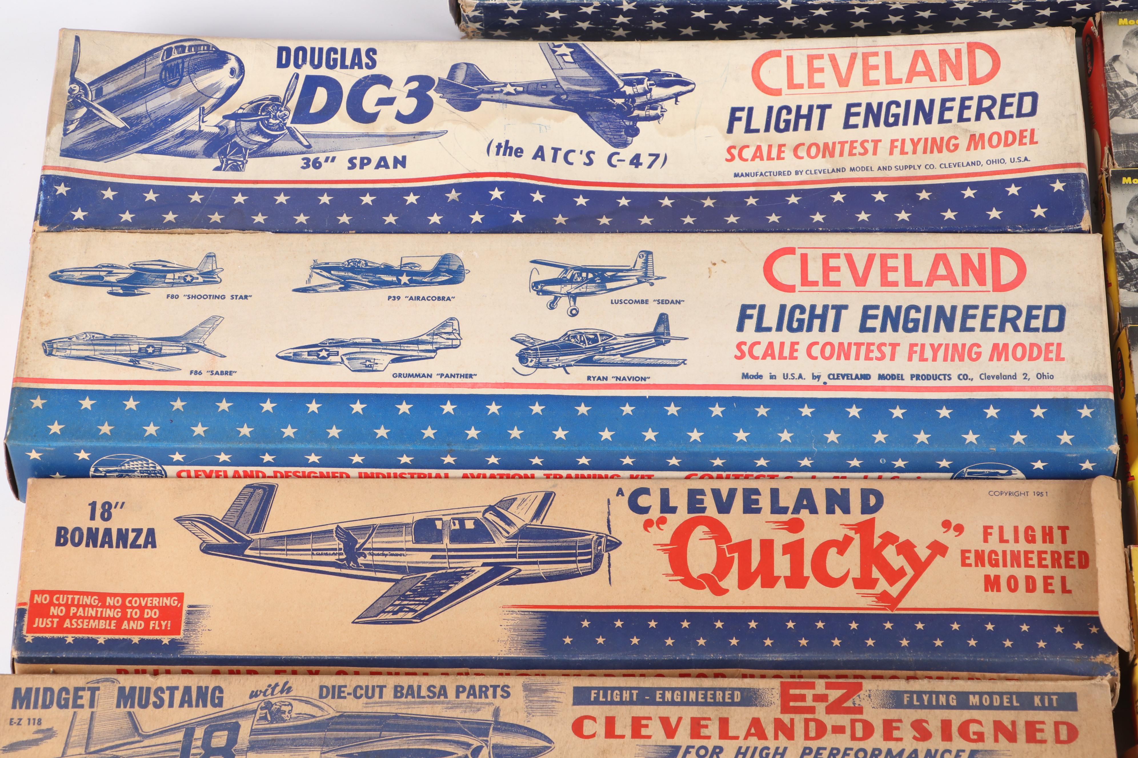 Cleveland "Douglas DC-3", "Luscombe Silvaire" and More Model Airplane Kits