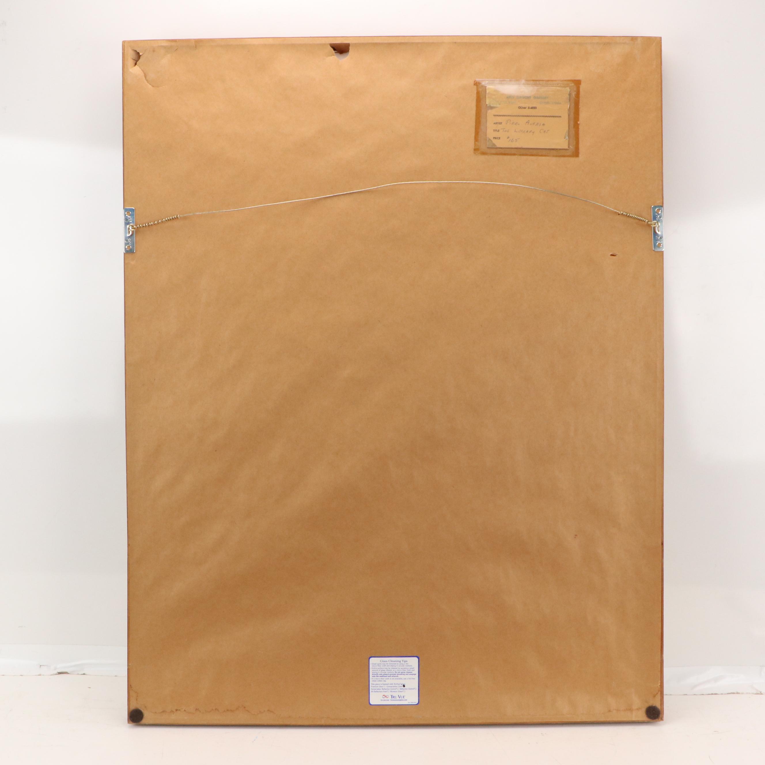 Piero Aversa Ink Drawing "The Literary Cat," 1962