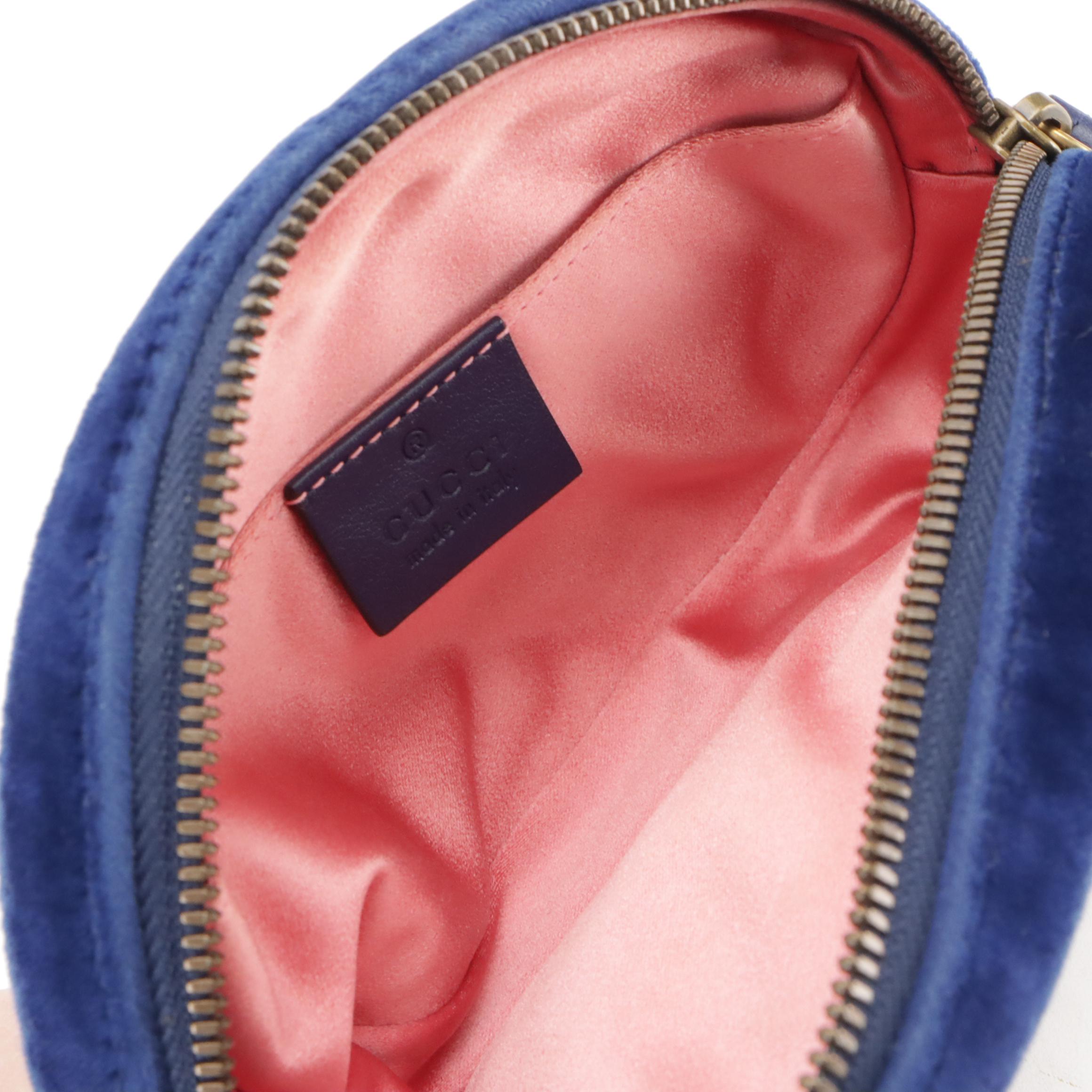 Gucci Marmont Royal Blue Matelassé Velvet Belt Bag