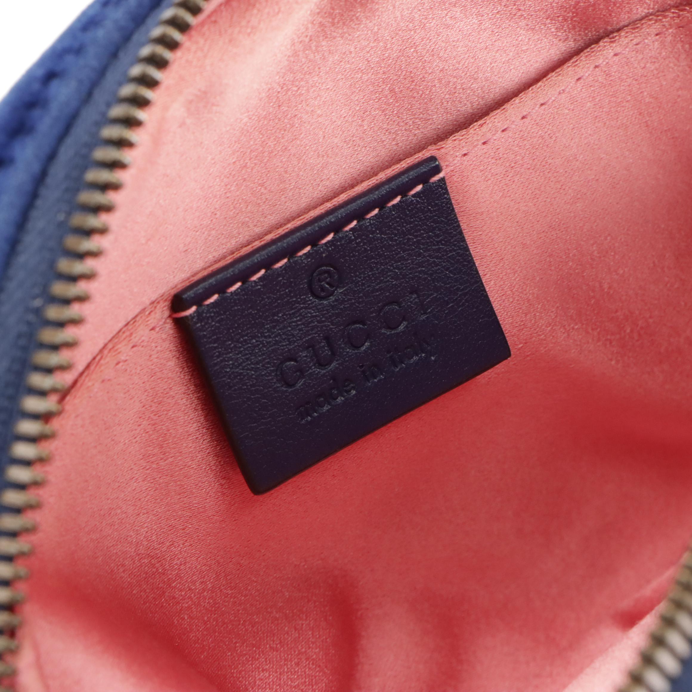 Gucci Marmont Royal Blue Matelassé Velvet Belt Bag