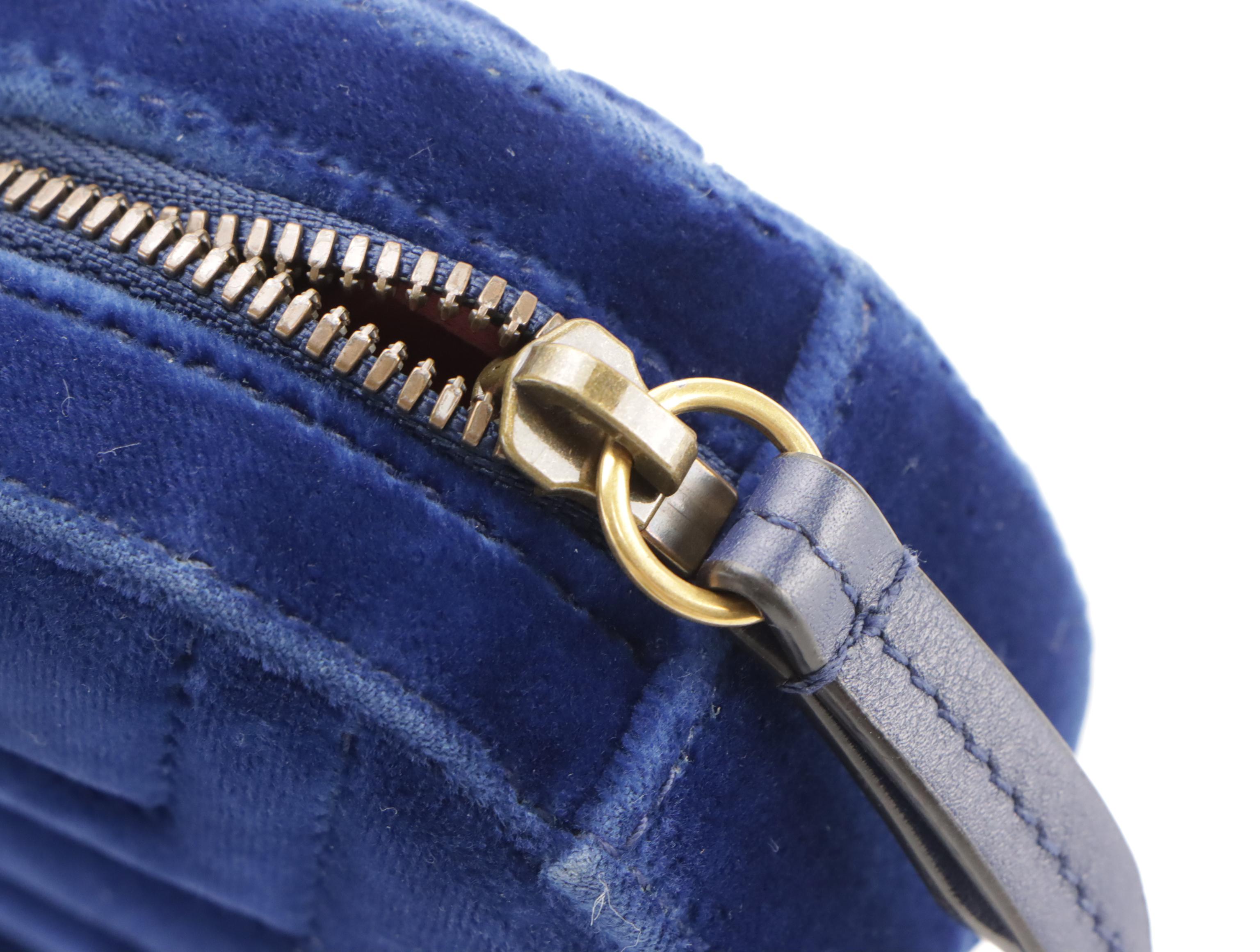 Gucci Marmont Royal Blue Matelassé Velvet Belt Bag