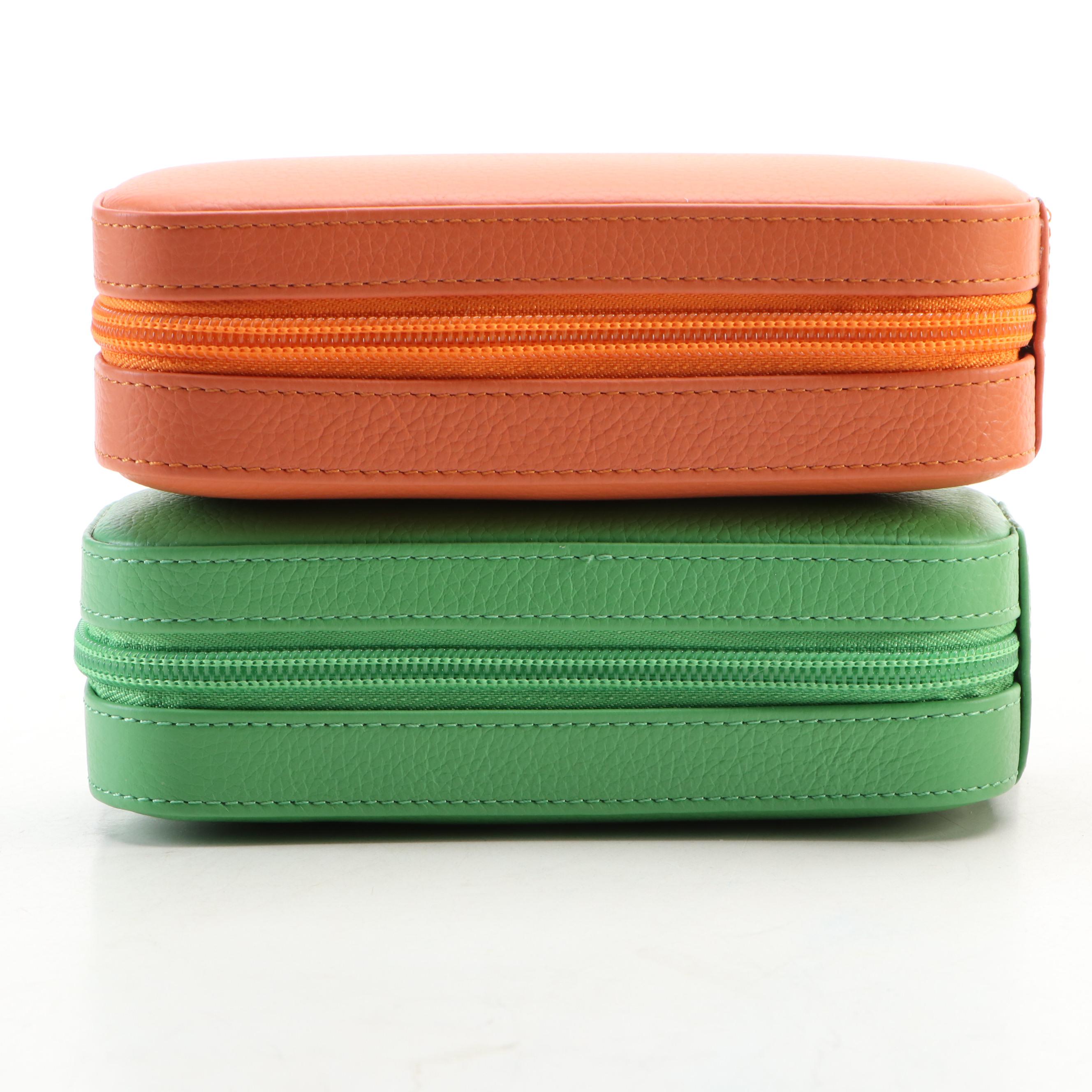 Rowallan Orange Locking Jewelry Case with Orange and Green Traveling Cases