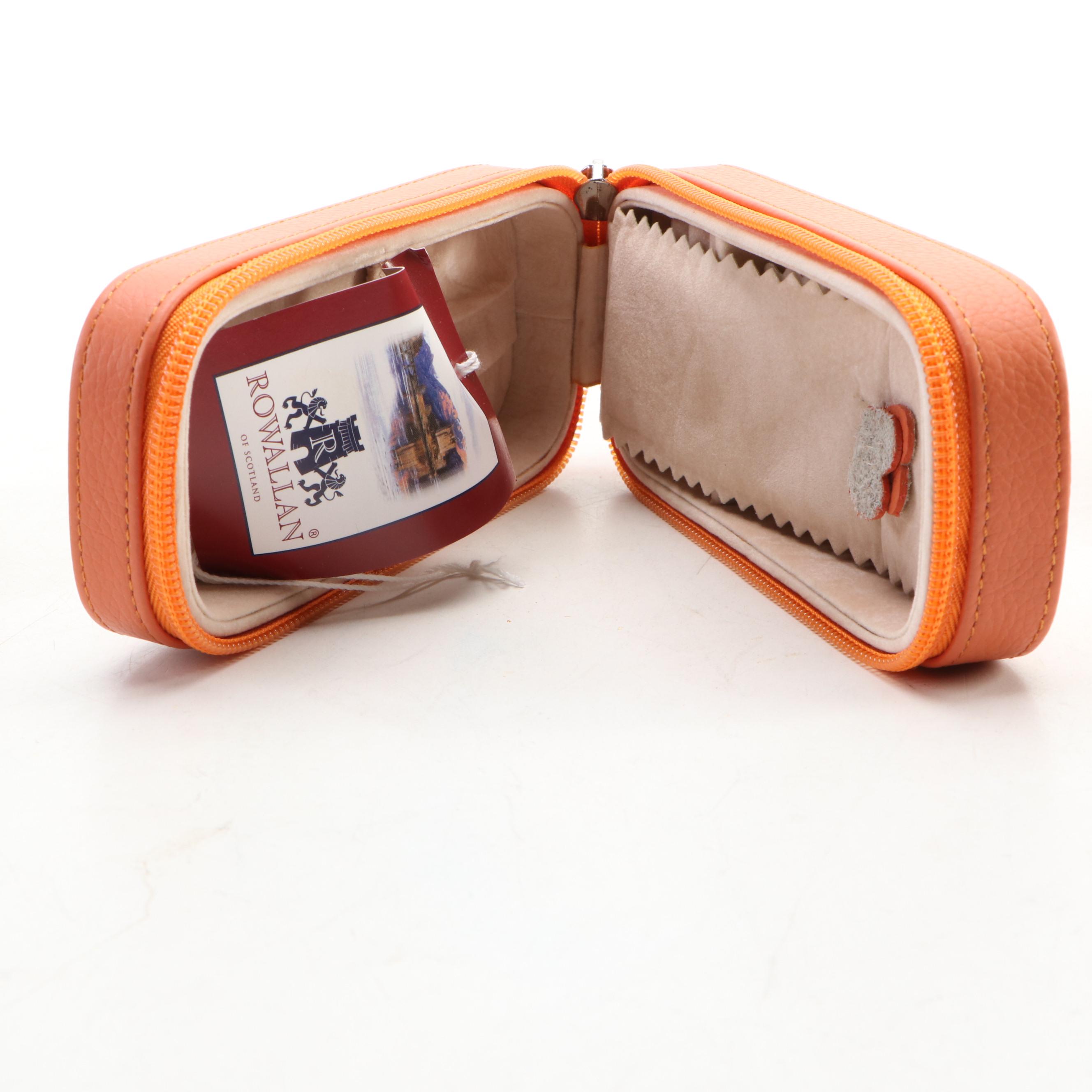 Rowallan Orange Locking Jewelry Case with Orange and Green Traveling Cases