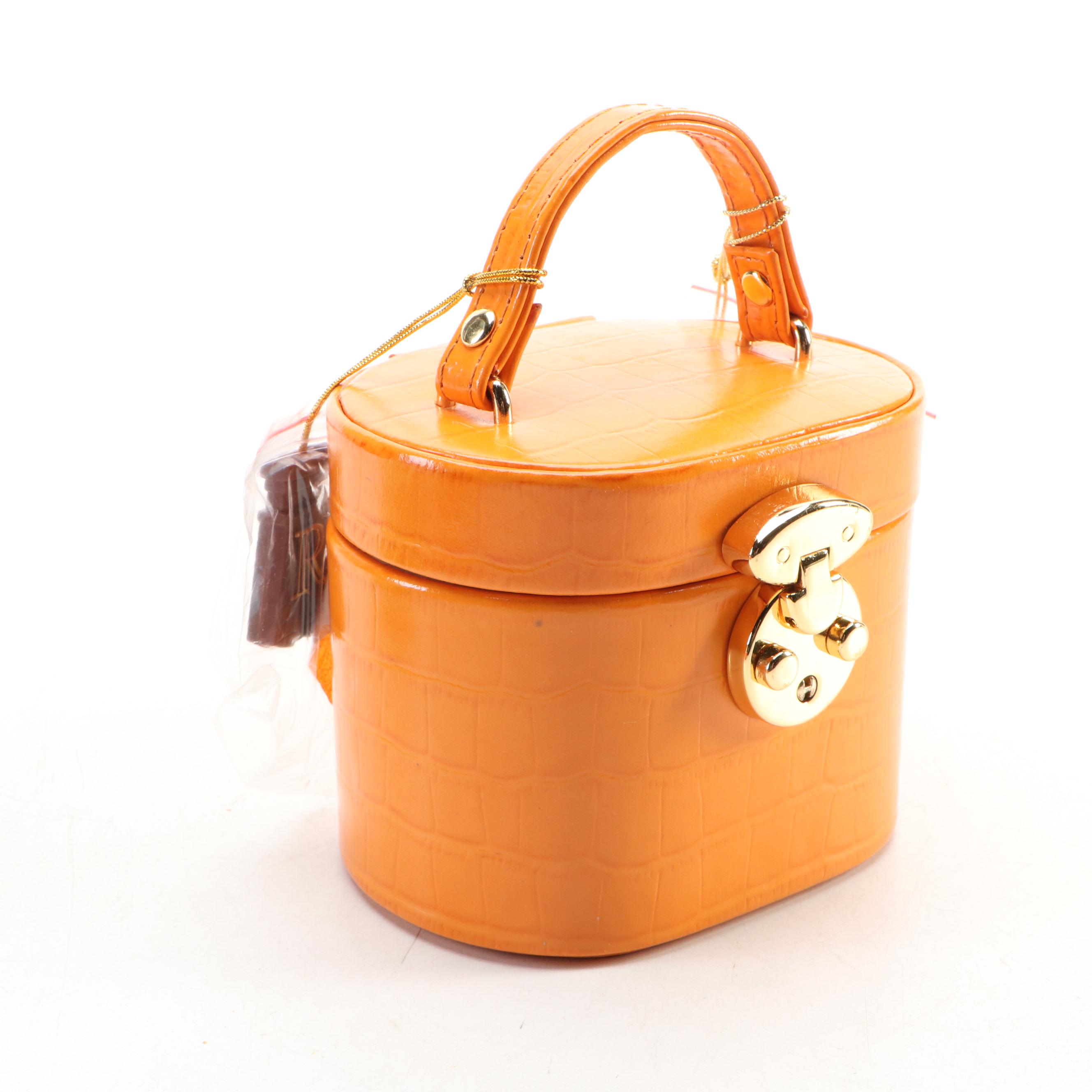 Rowallan Orange Locking Jewelry Case with Orange and Green Traveling Cases