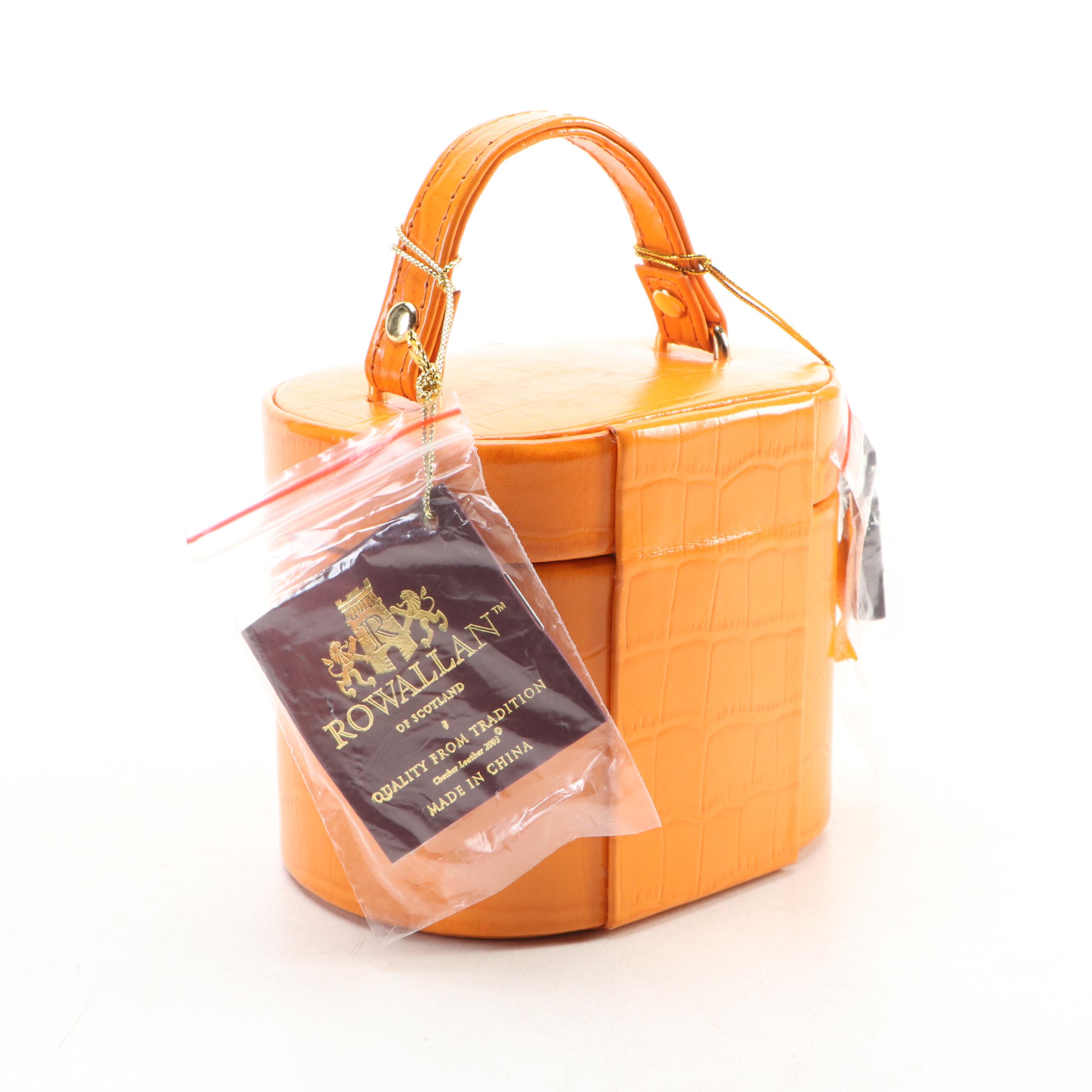 Rowallan Orange Locking Jewelry Case with Orange and Green Traveling Cases