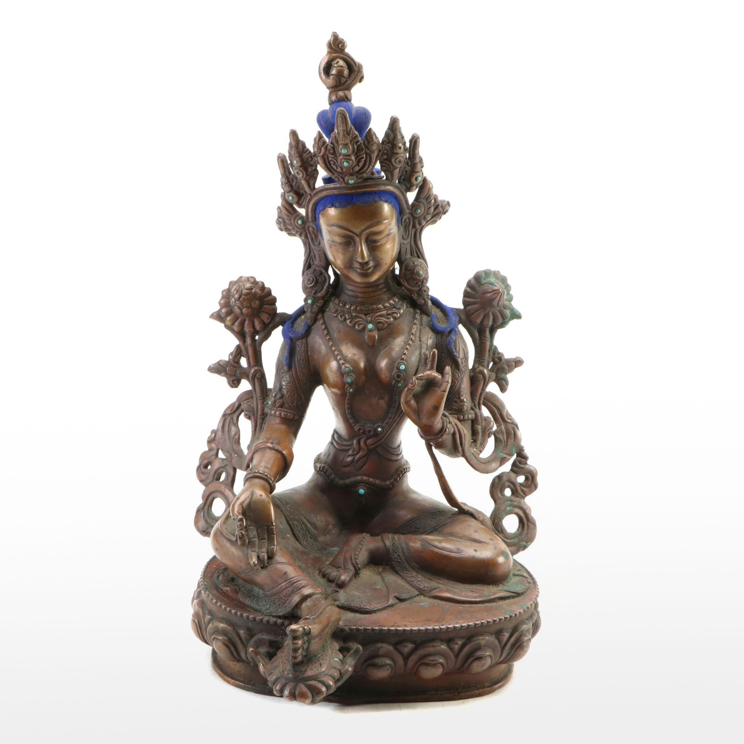 Buddhist Jeweled Copper Green Tara