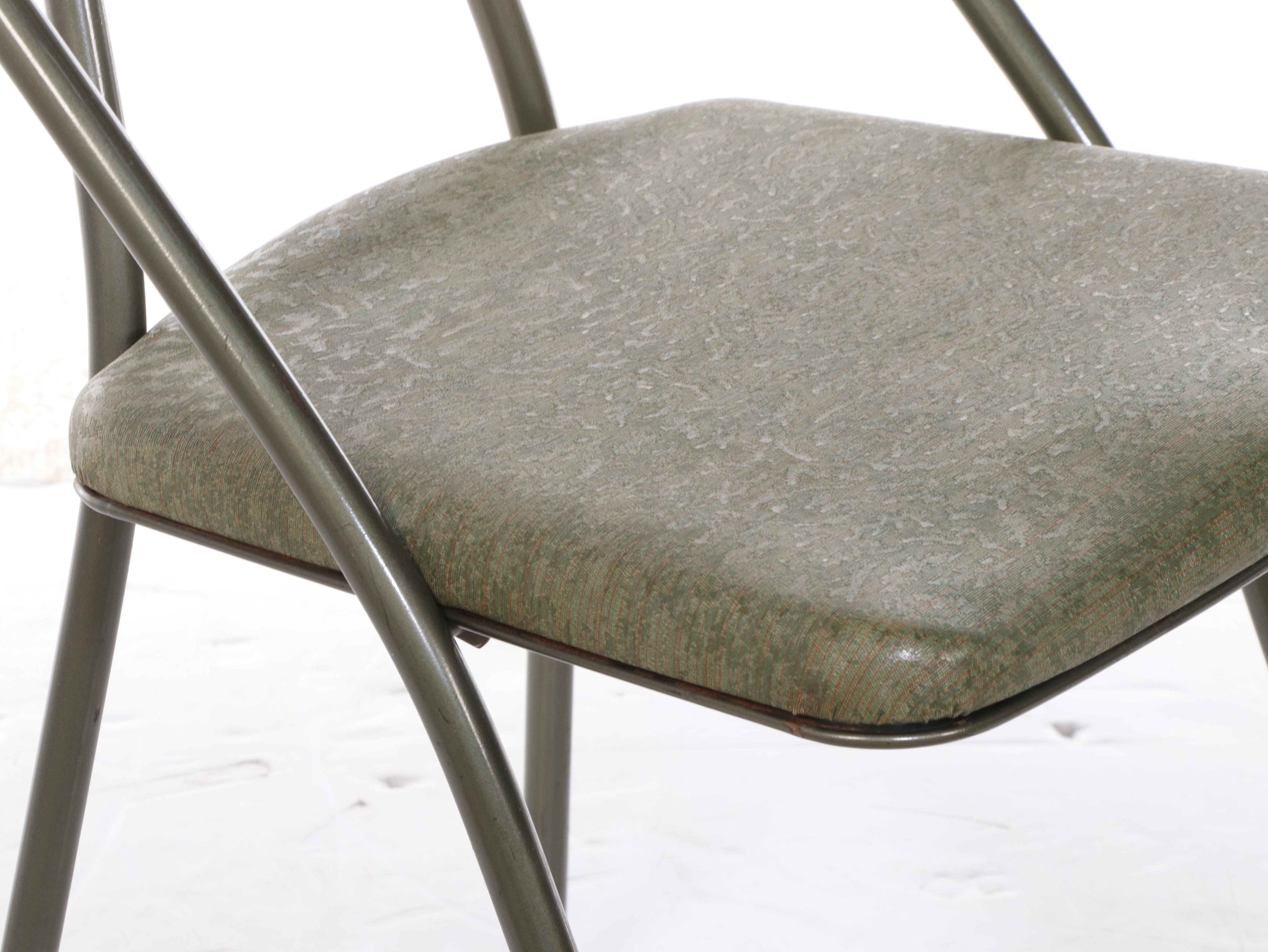 Pair of Cosco Painted Steel and Vinyl Folding Chairs, Mid-20th Century