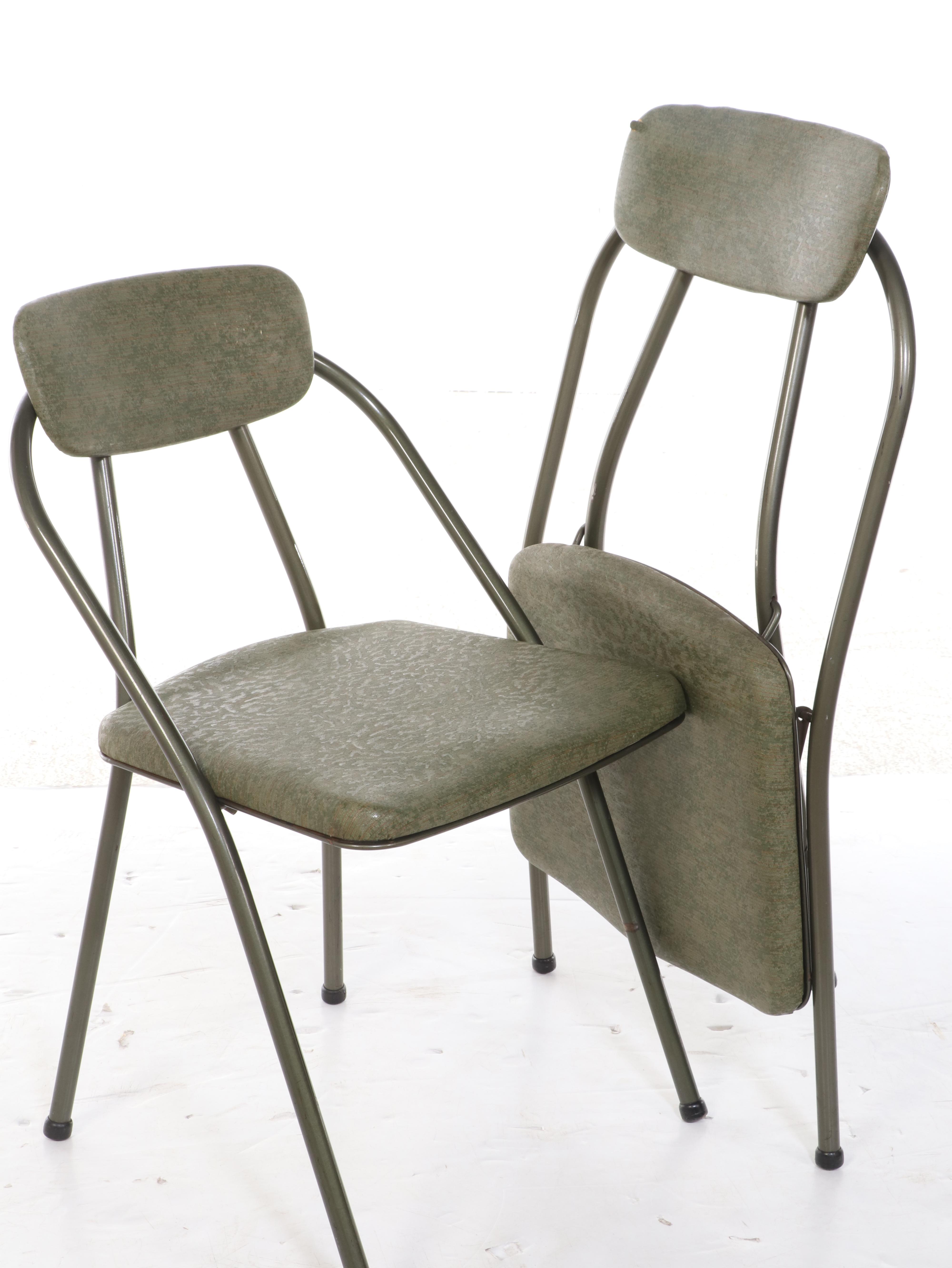Pair of Cosco Painted Steel and Vinyl Folding Chairs, Mid-20th Century
