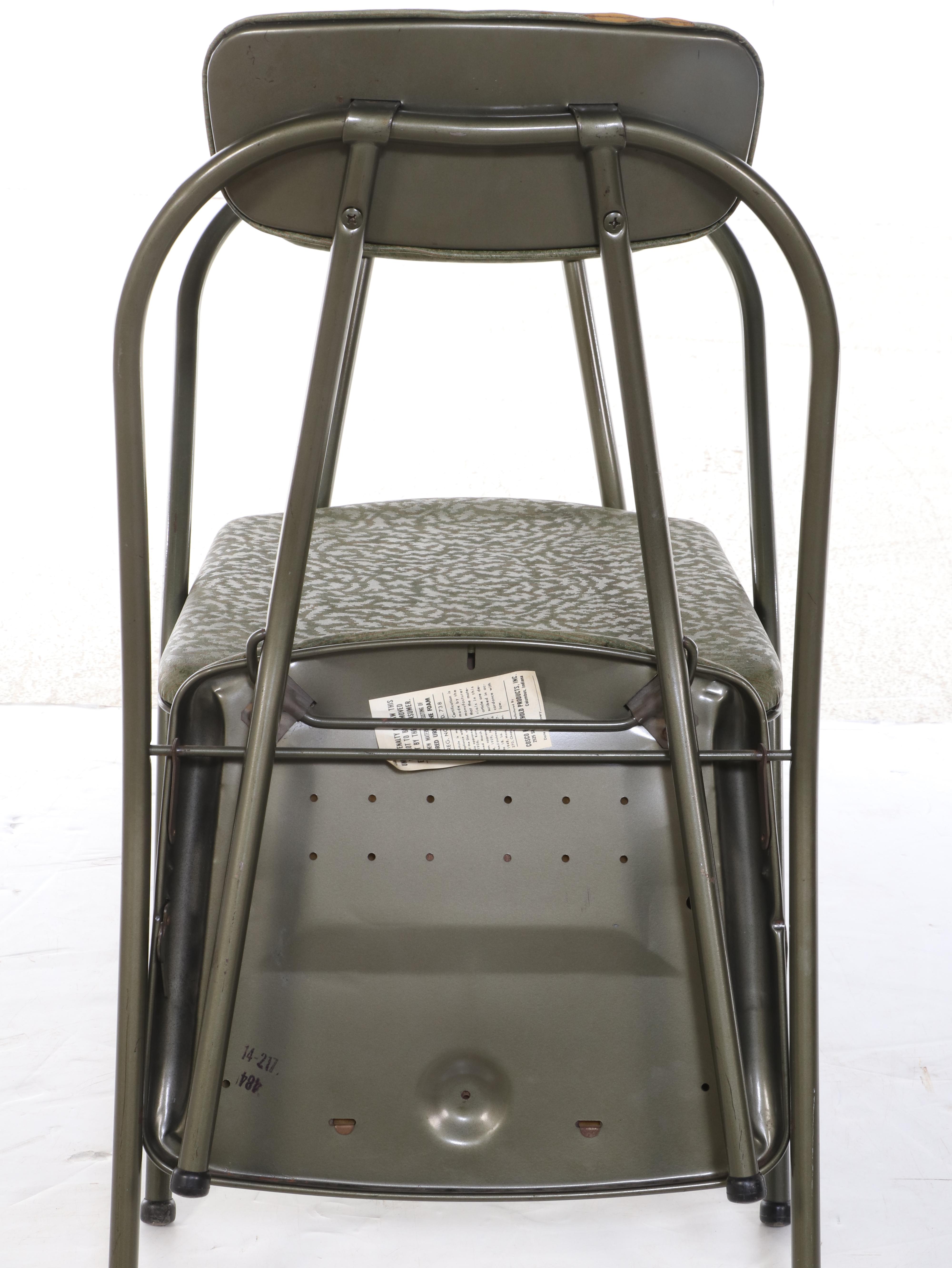 Pair of Cosco Painted Steel and Vinyl Folding Chairs, Mid-20th Century