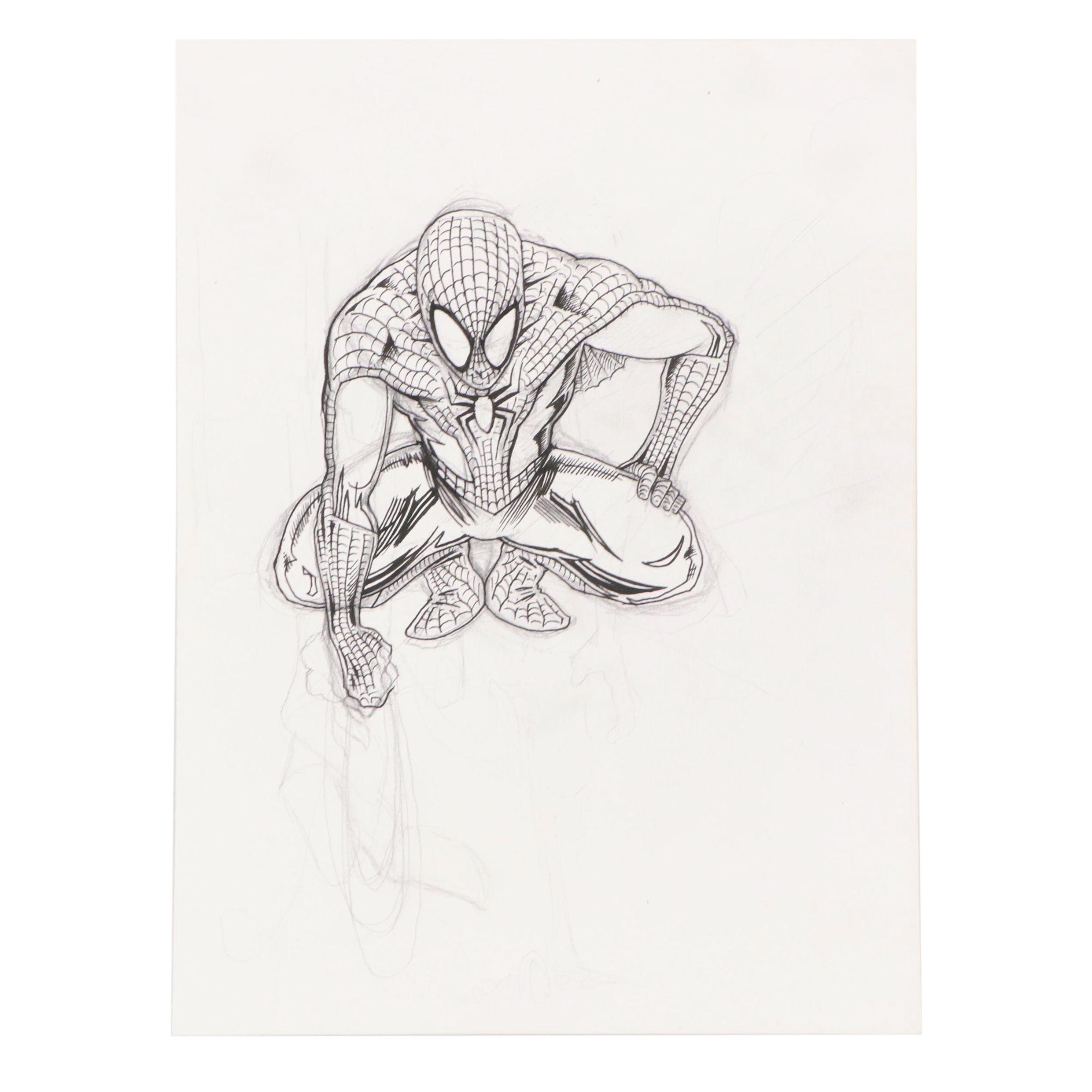 David Myers Ink Illustration of Spiderman, 2016