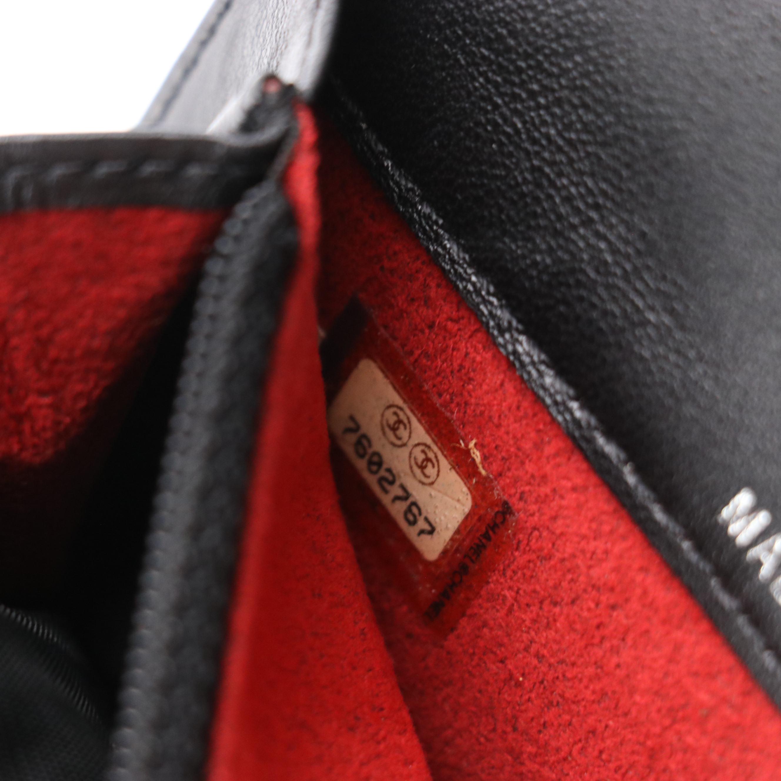 Chanel Black Patent Leather Chocolate Bar Wallet with Box