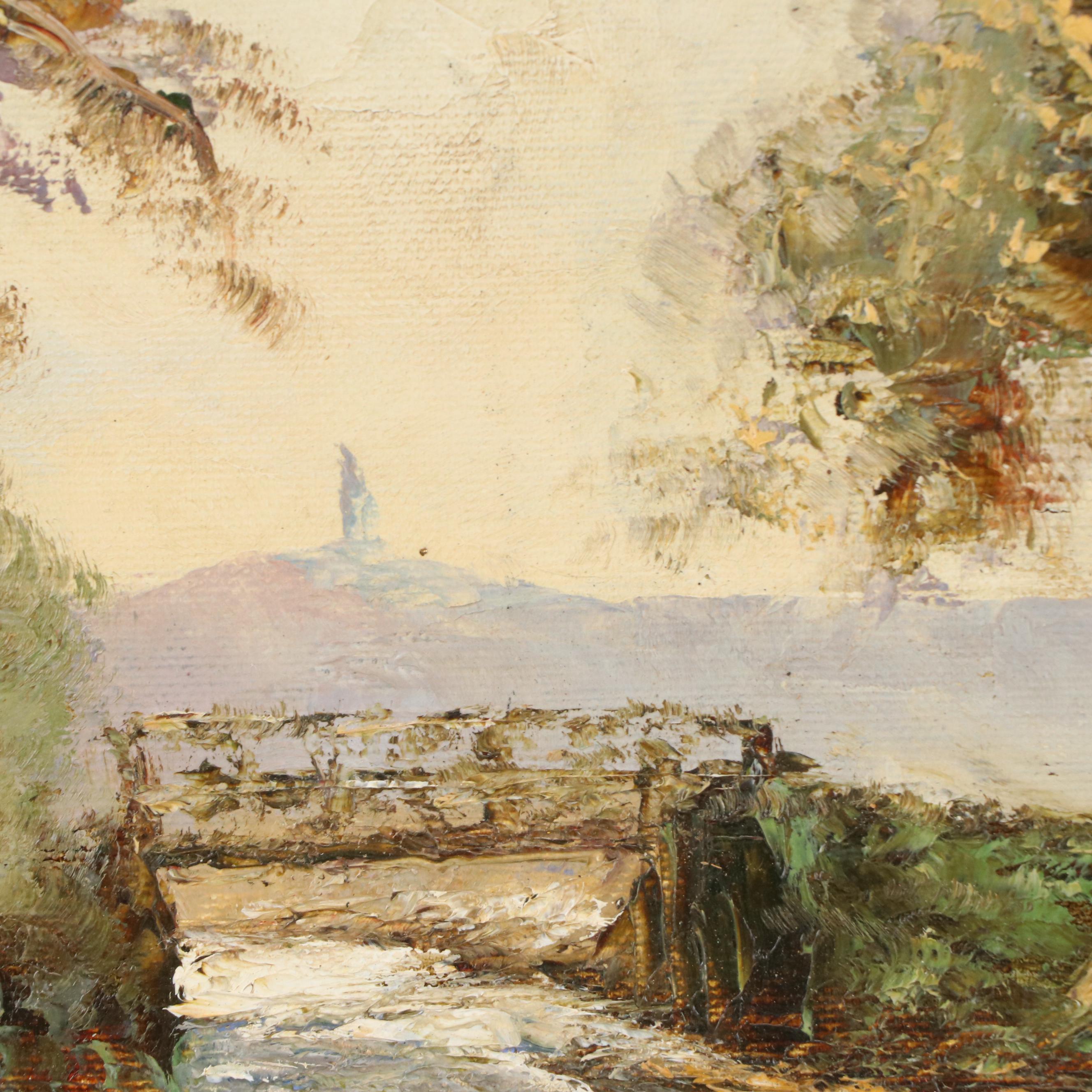 L. Stephano Barbizon Style Landscape Oil Painting