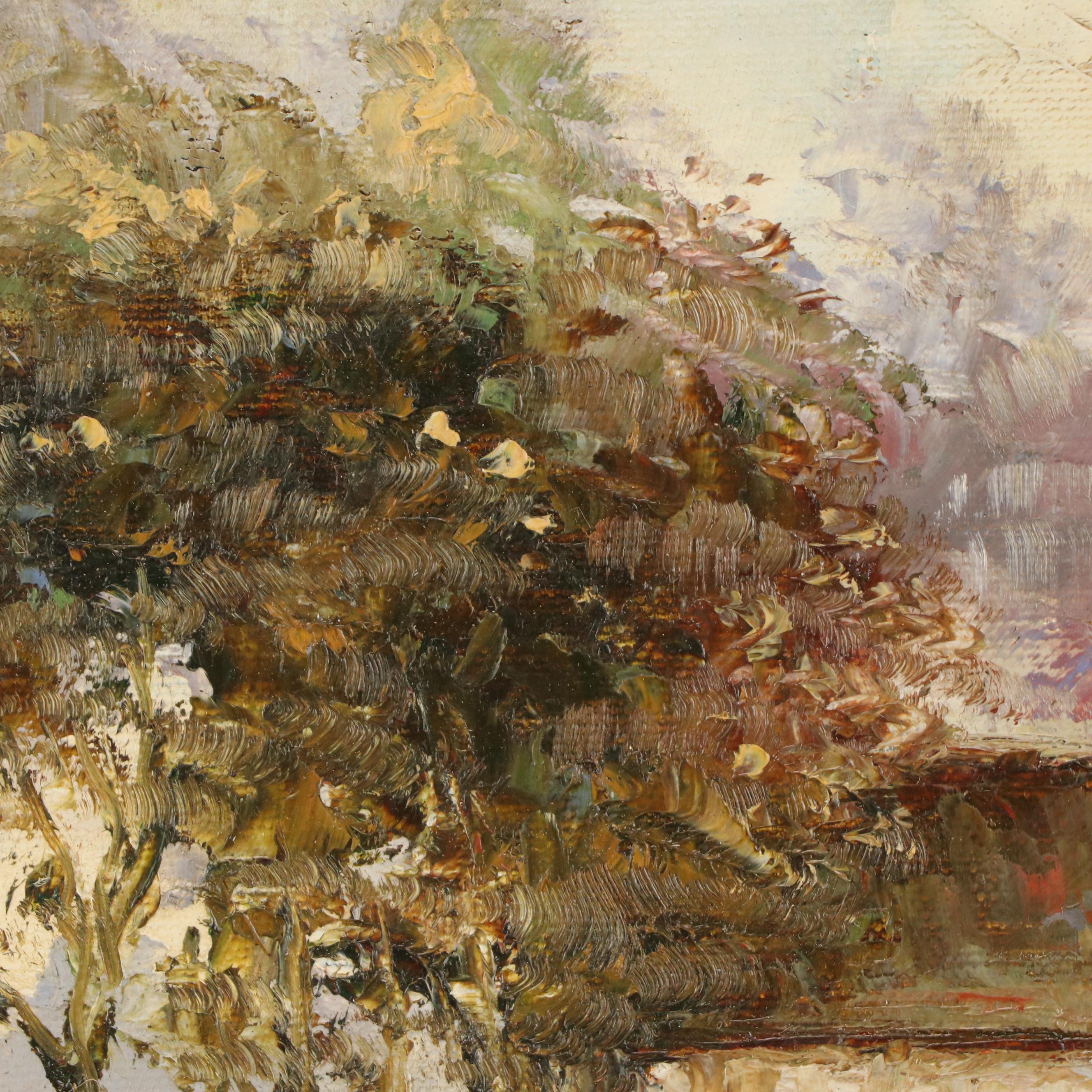 L. Stephano Barbizon Style Landscape Oil Painting