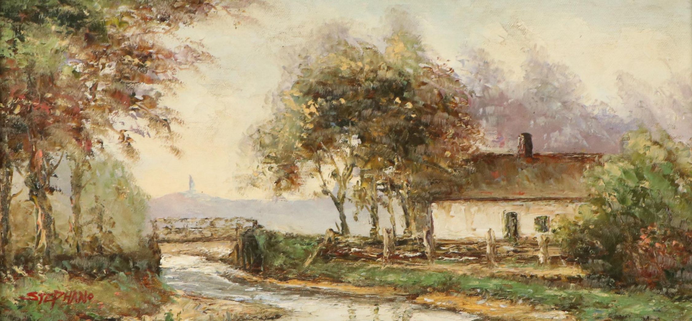 L. Stephano Barbizon Style Landscape Oil Painting