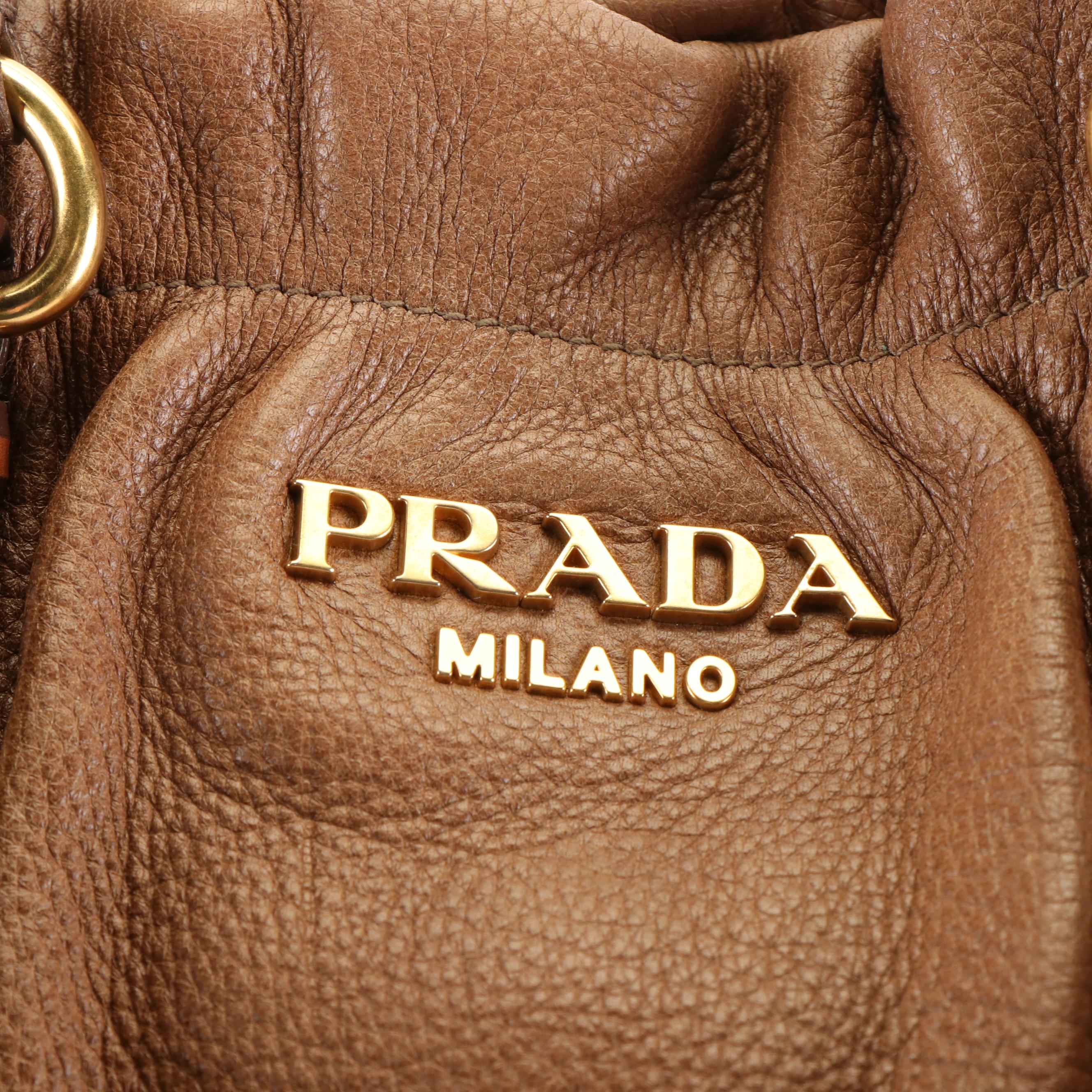Prada Cervo Antik Shoulder Bag in Cammello Sfumato Deerskin Leather