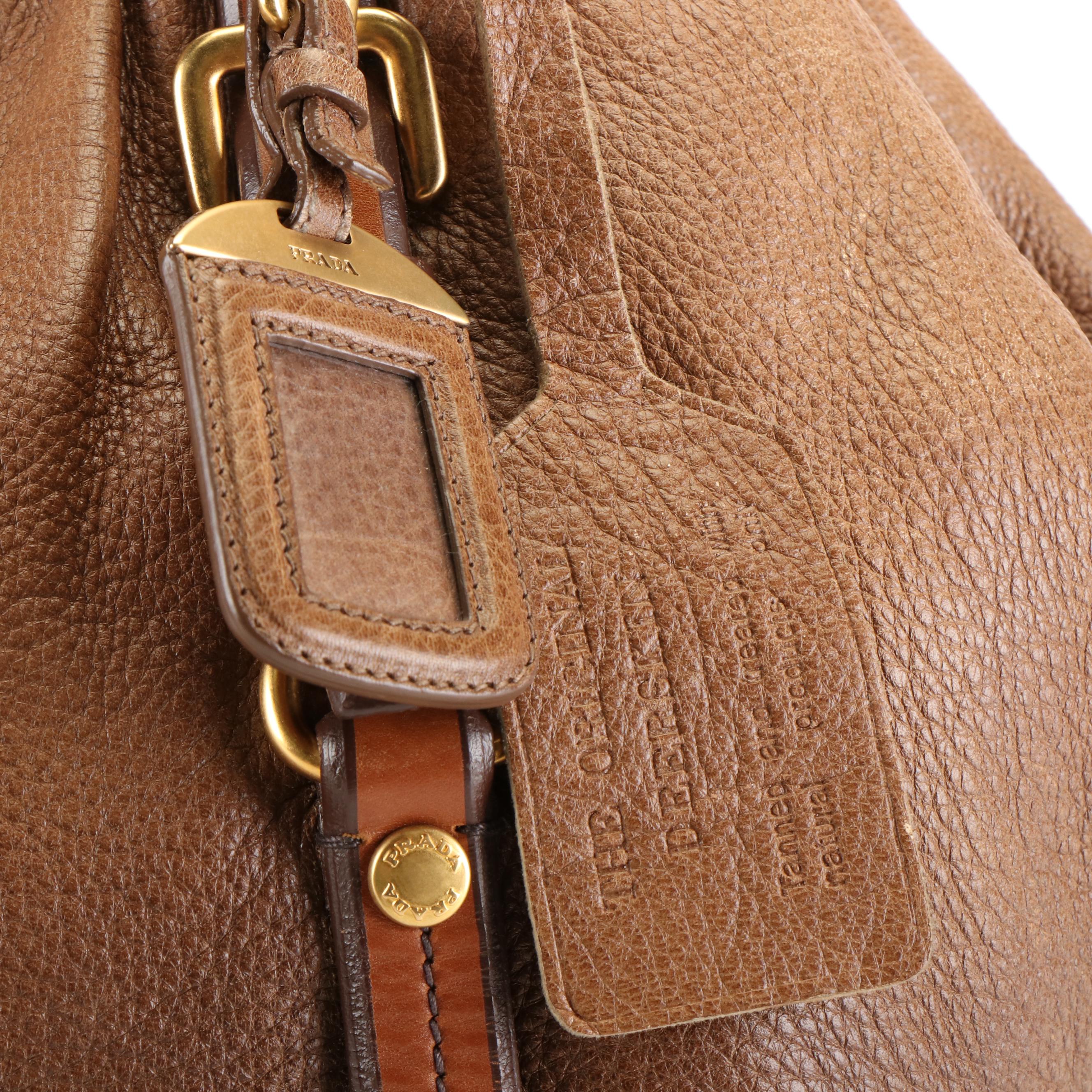 Prada Cervo Antik Shoulder Bag in Cammello Sfumato Deerskin Leather