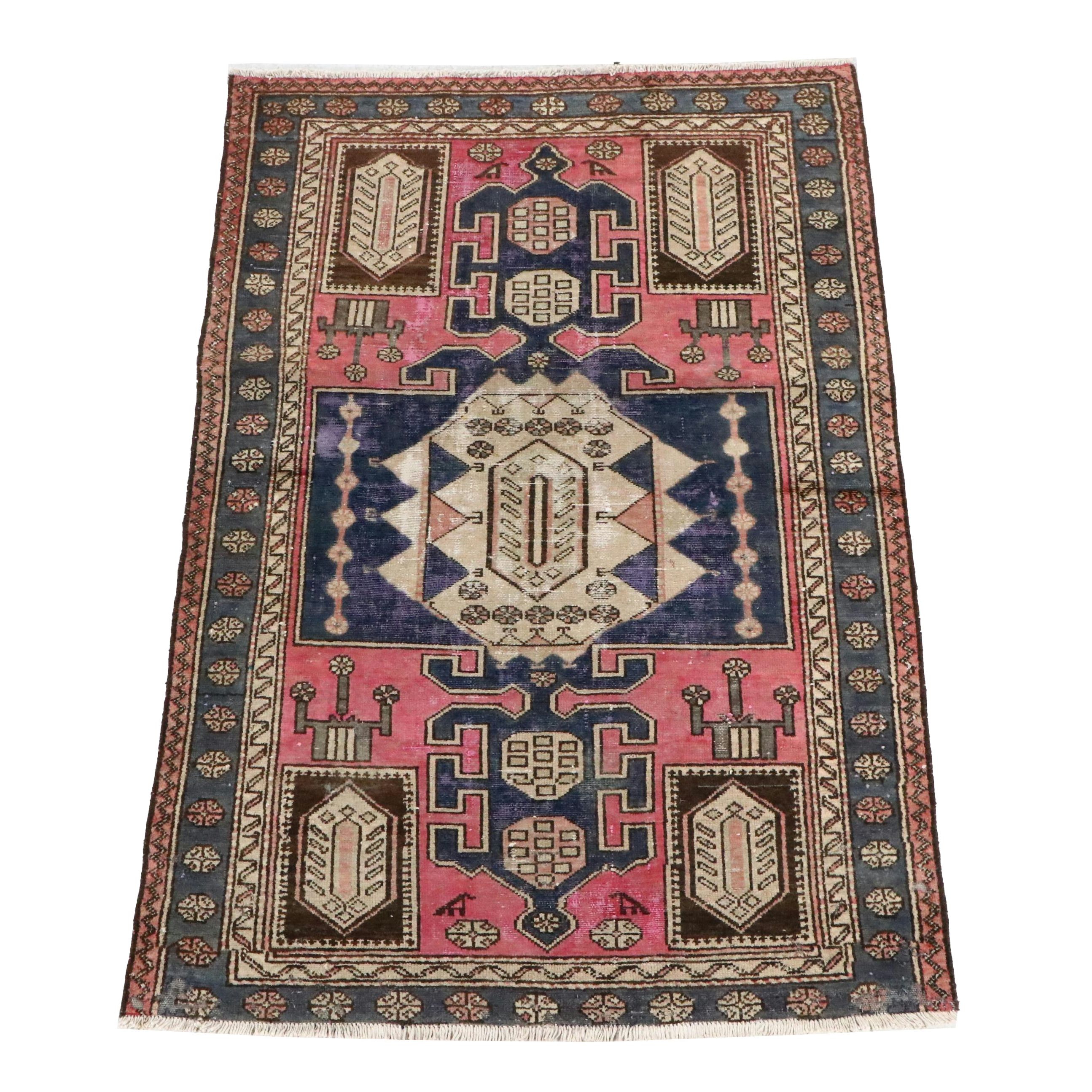 4'4 x 6'8 Hand-Knotted Persian Hamadan Area Rug