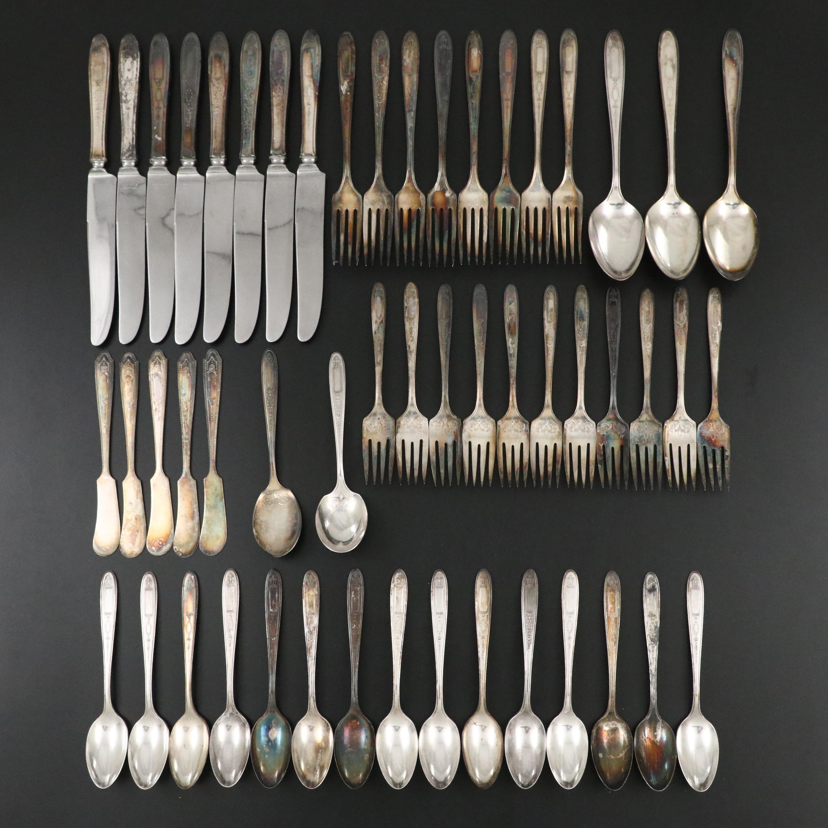 Oneida Beaded Handle Silver Plate Forks, Knives, Spoons and More