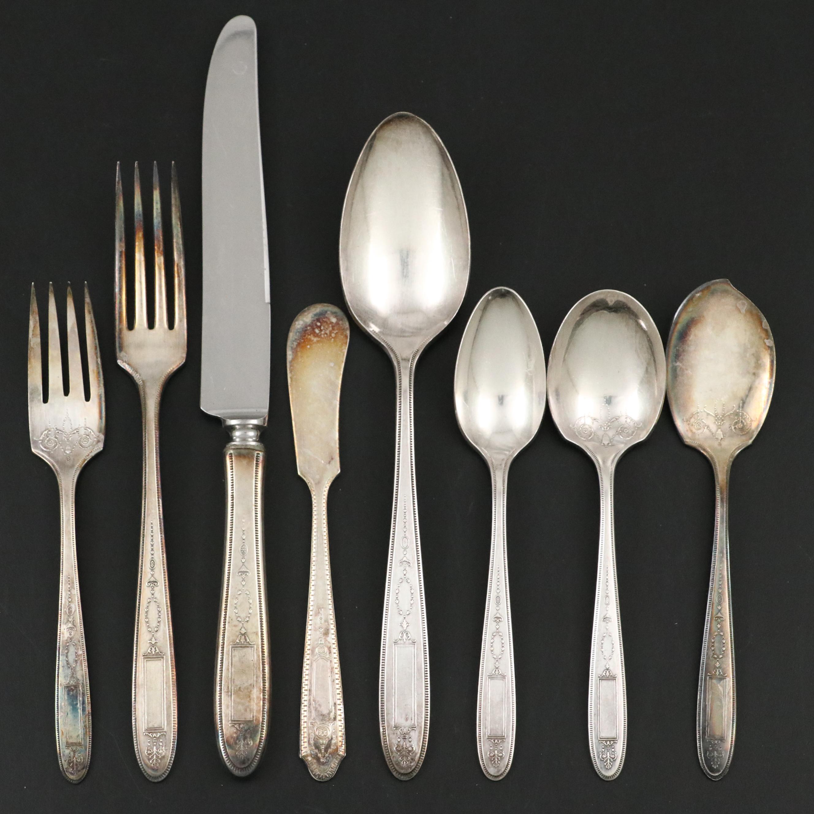 Oneida Beaded Handle Silver Plate Forks, Knives, Spoons and More