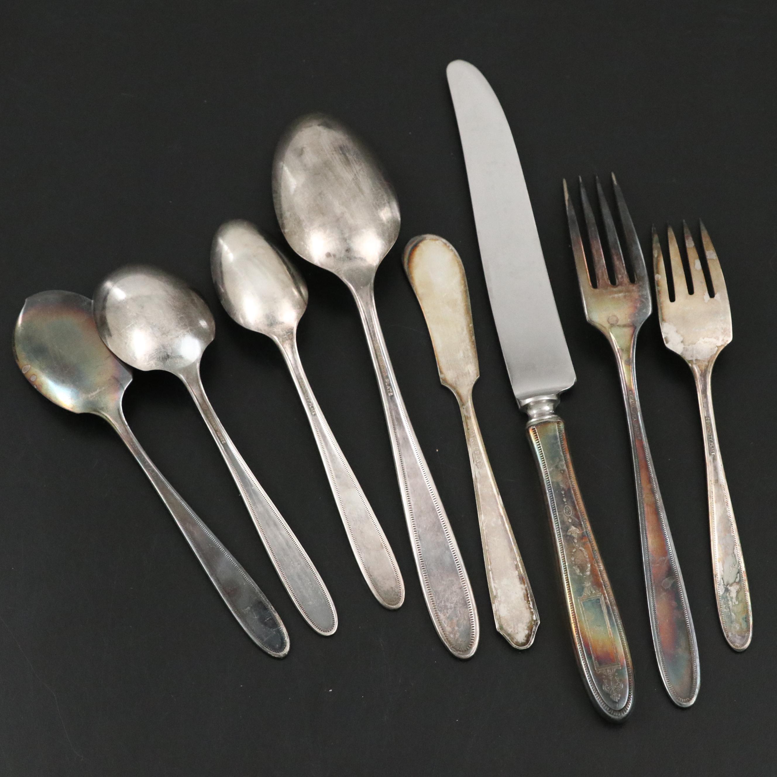 Oneida Beaded Handle Silver Plate Forks, Knives, Spoons and More