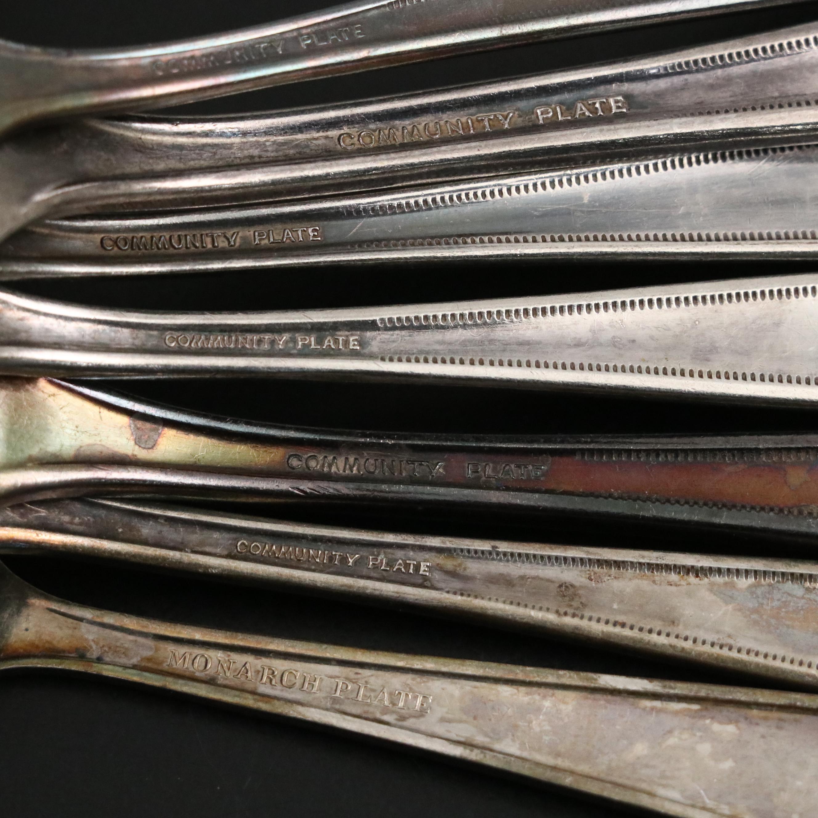 Oneida Beaded Handle Silver Plate Forks, Knives, Spoons and More