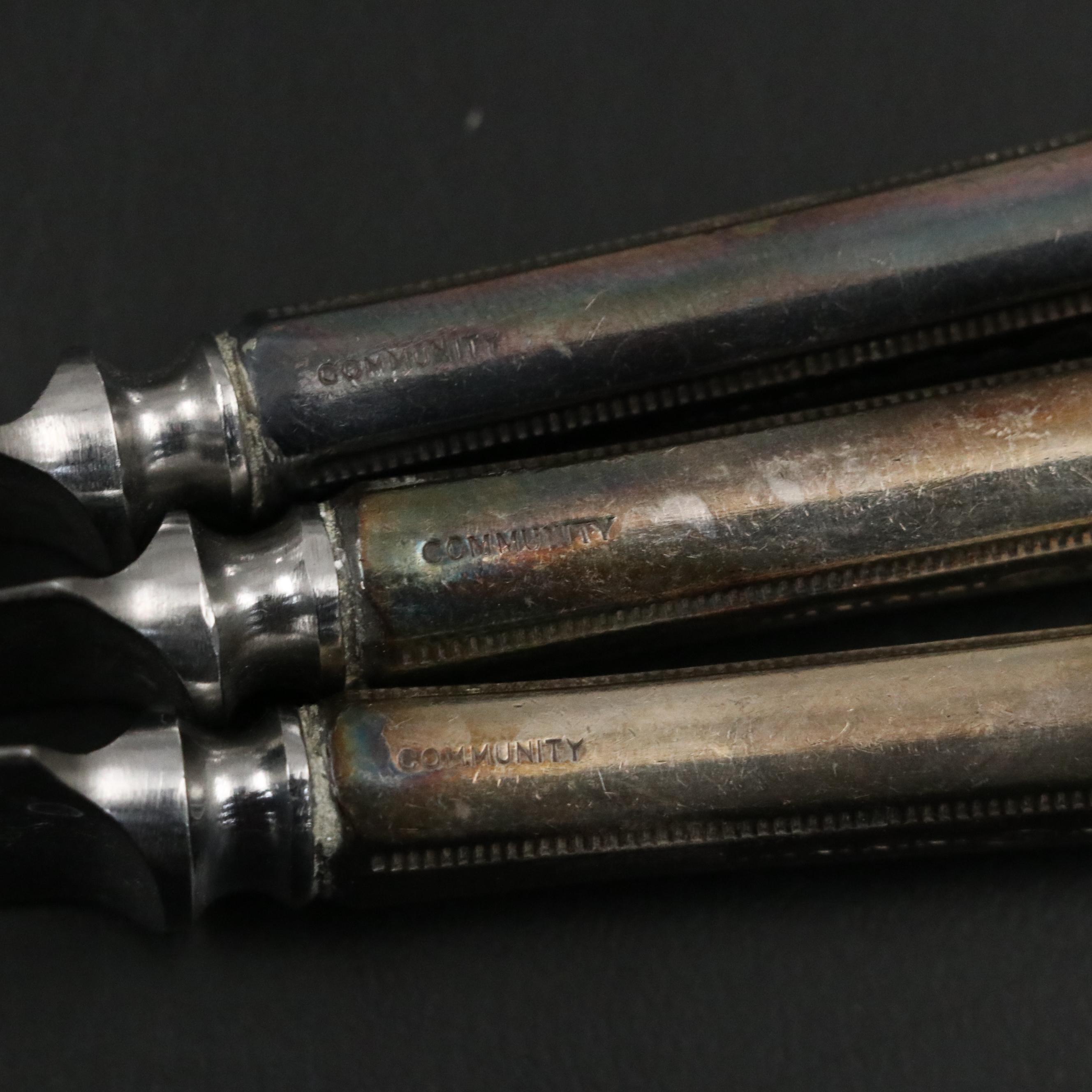 Oneida Beaded Handle Silver Plate Forks, Knives, Spoons and More