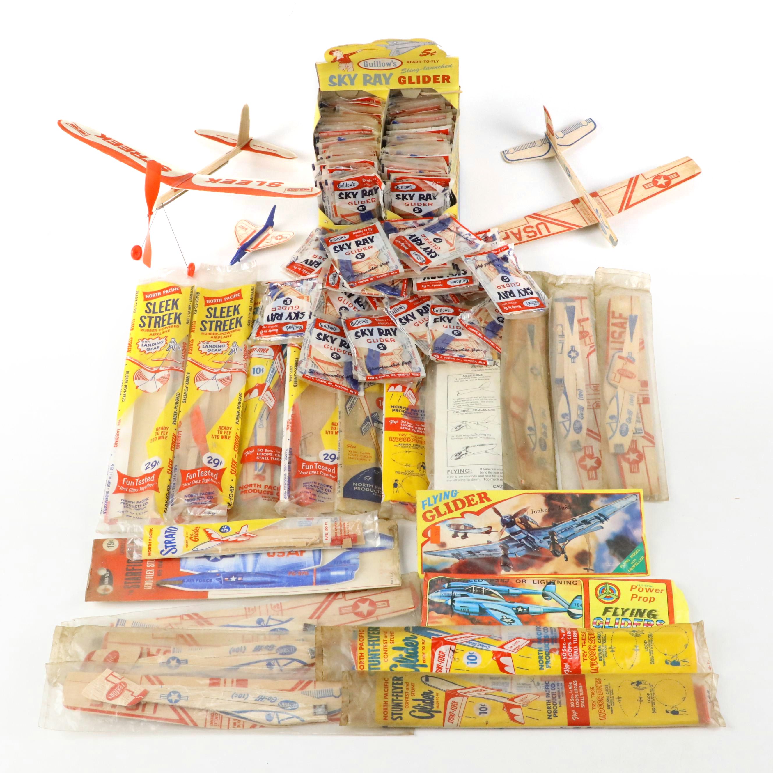 Guillow's "Sky Ray Glider" 5¢ Kits with North Pacific "Sleek Streak" & More Kits