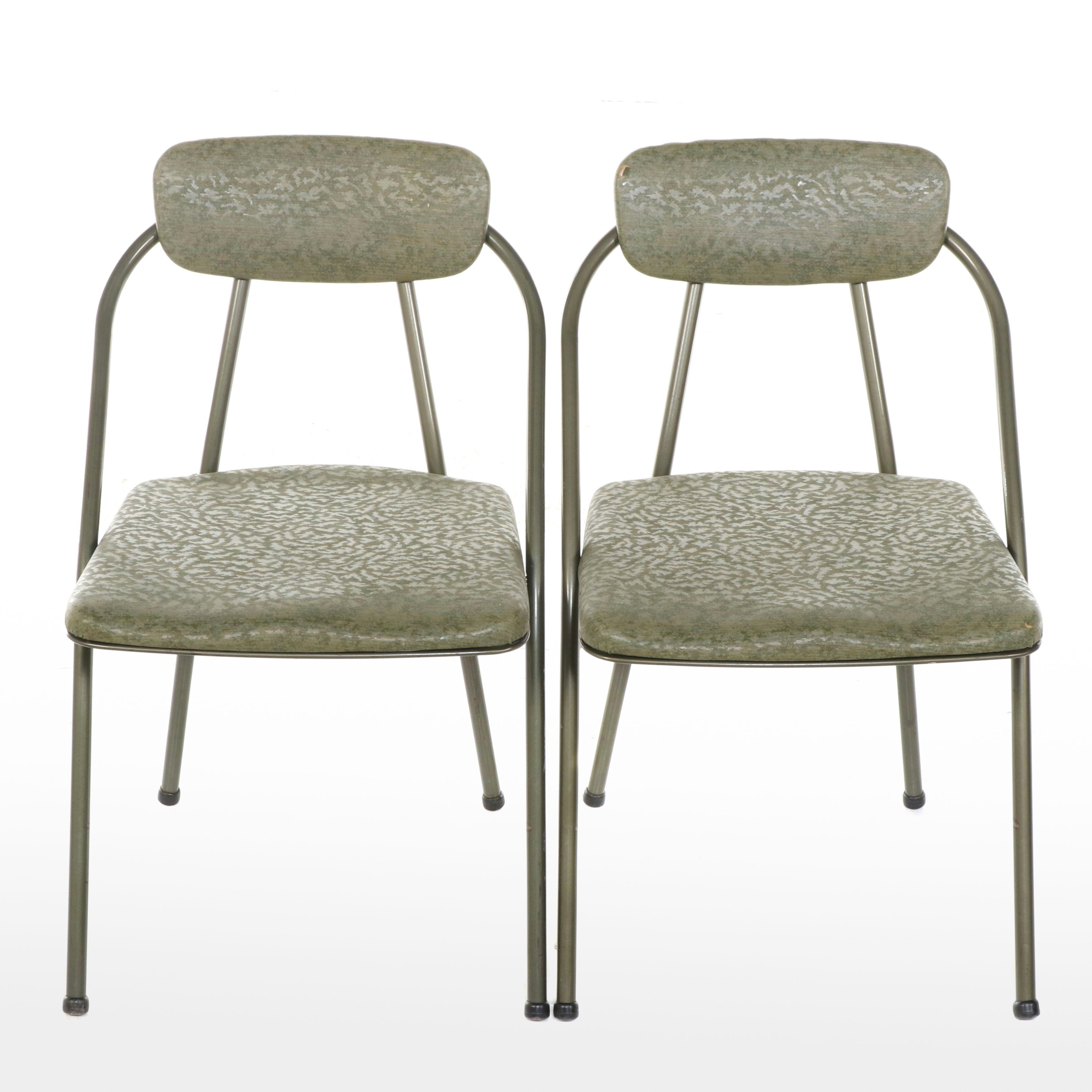 Pair of Cosco Painted Steel and Vinyl Folding Chairs, Mid-20th Century