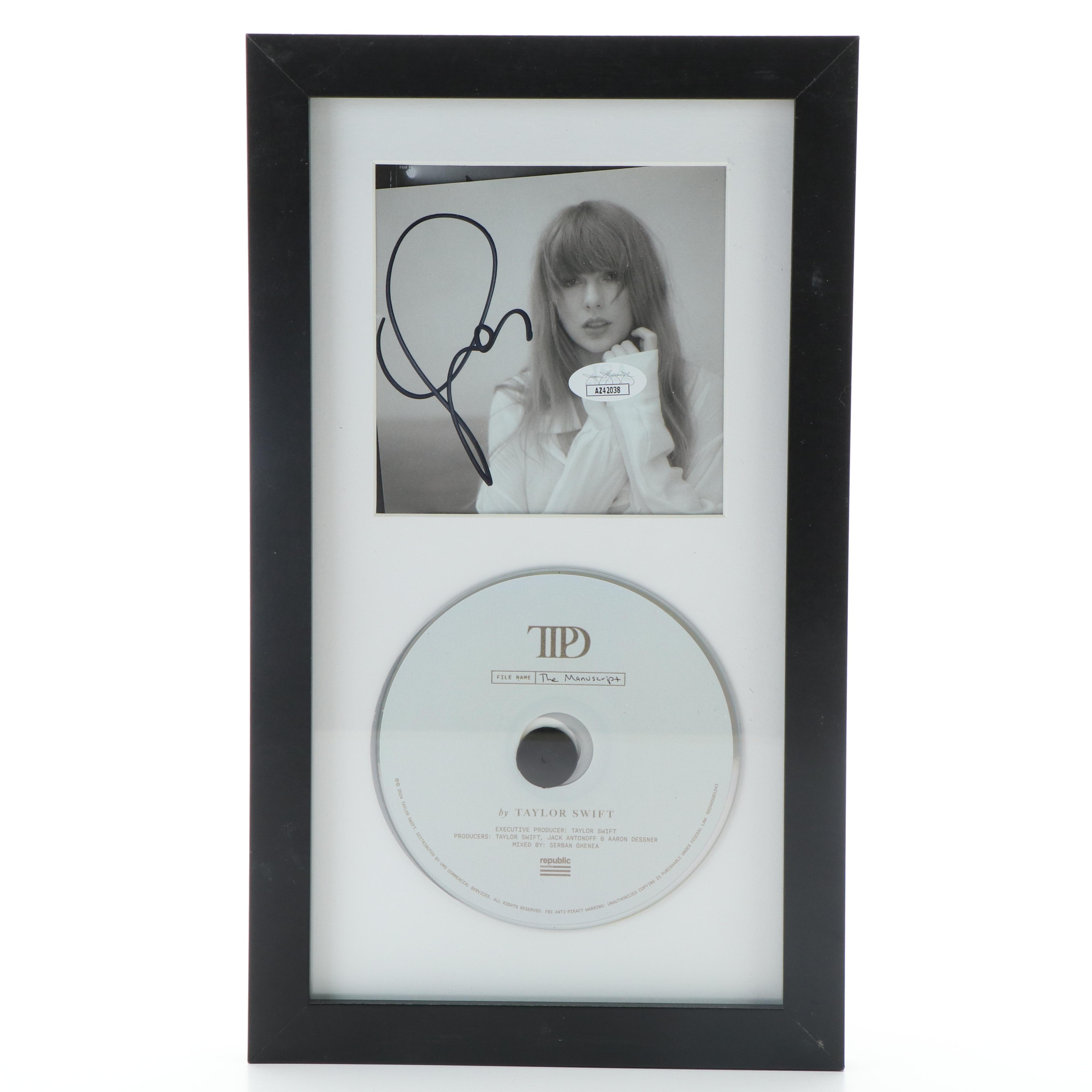 Taylor Swift Signed "The Tortured Poets Department" CD Card in Frame, JSA