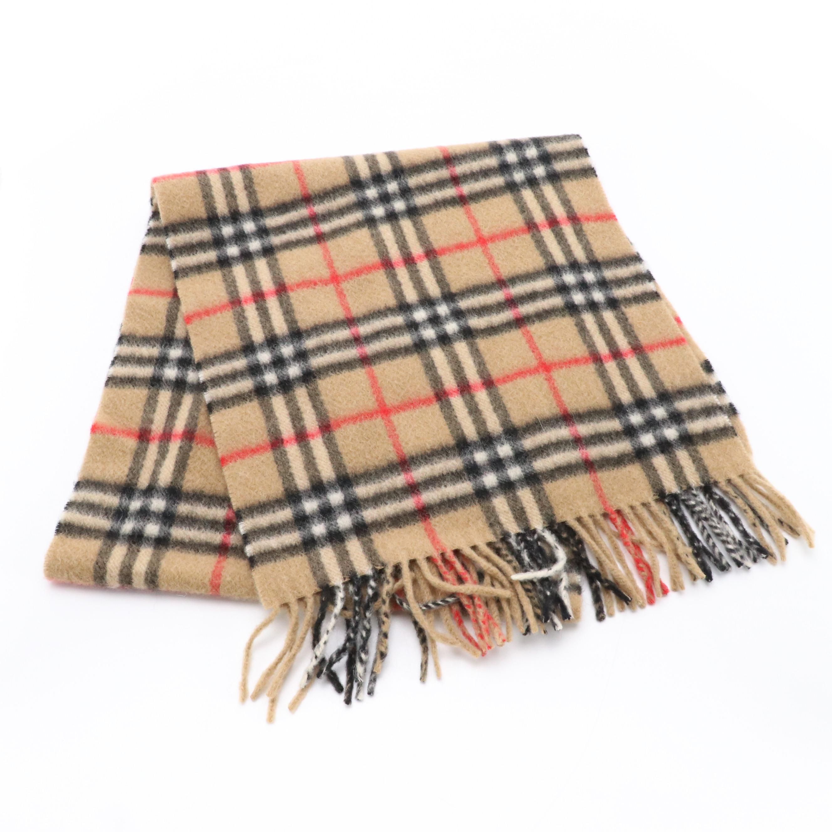 Burberrys House Check Cashmere Fringe Scarf
