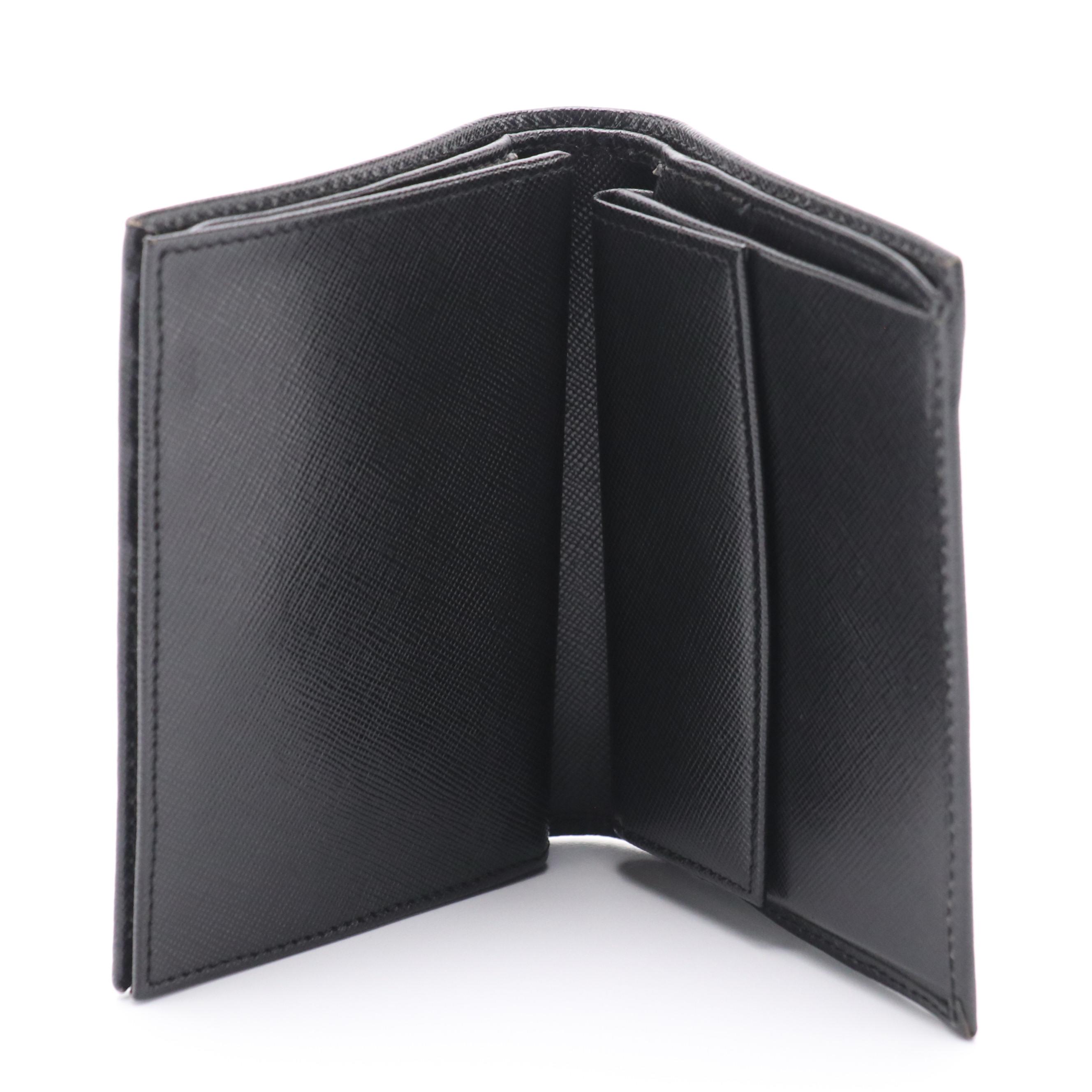 Prada Black Saffiano Leather Trifold Wallet