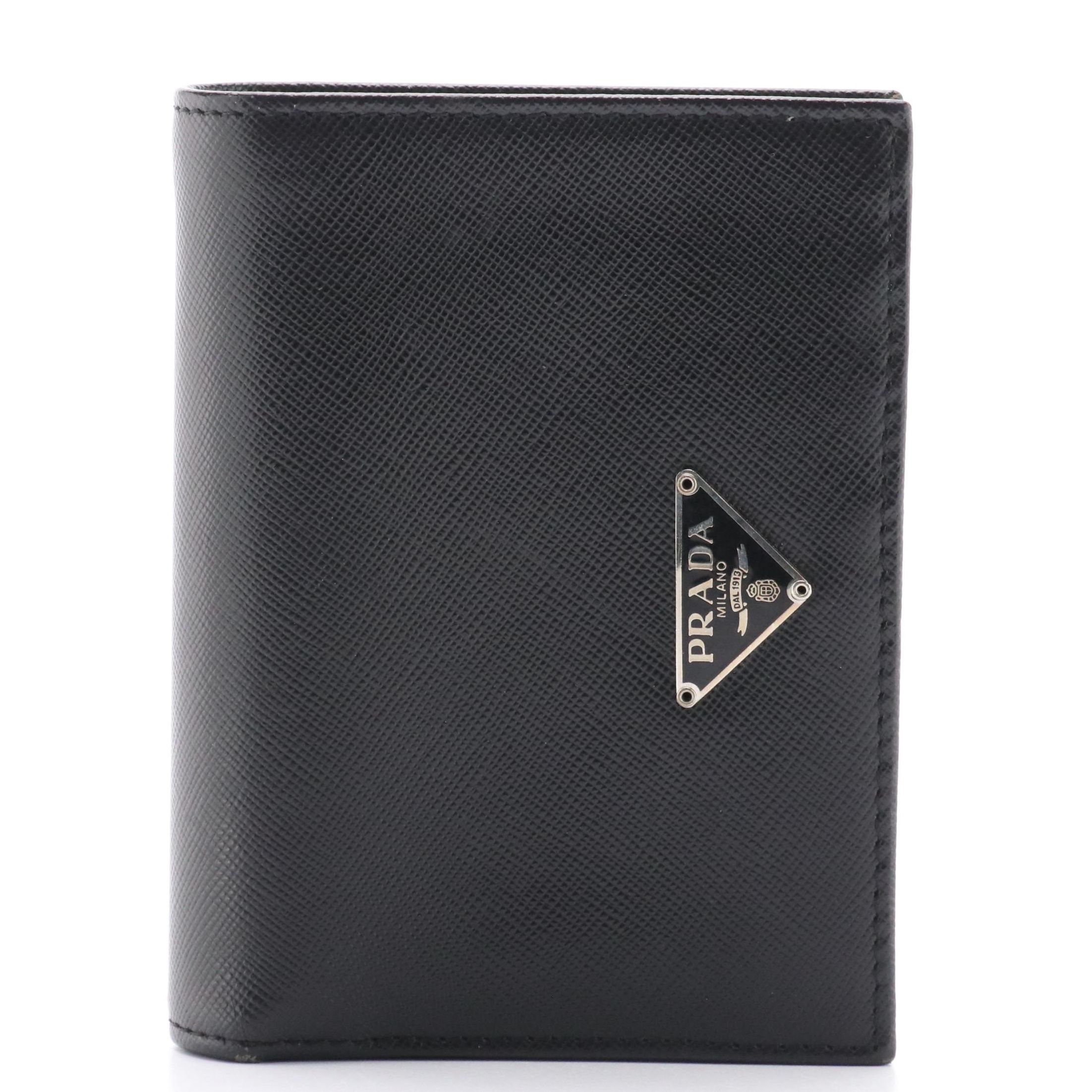 Prada Black Saffiano Leather Trifold Wallet