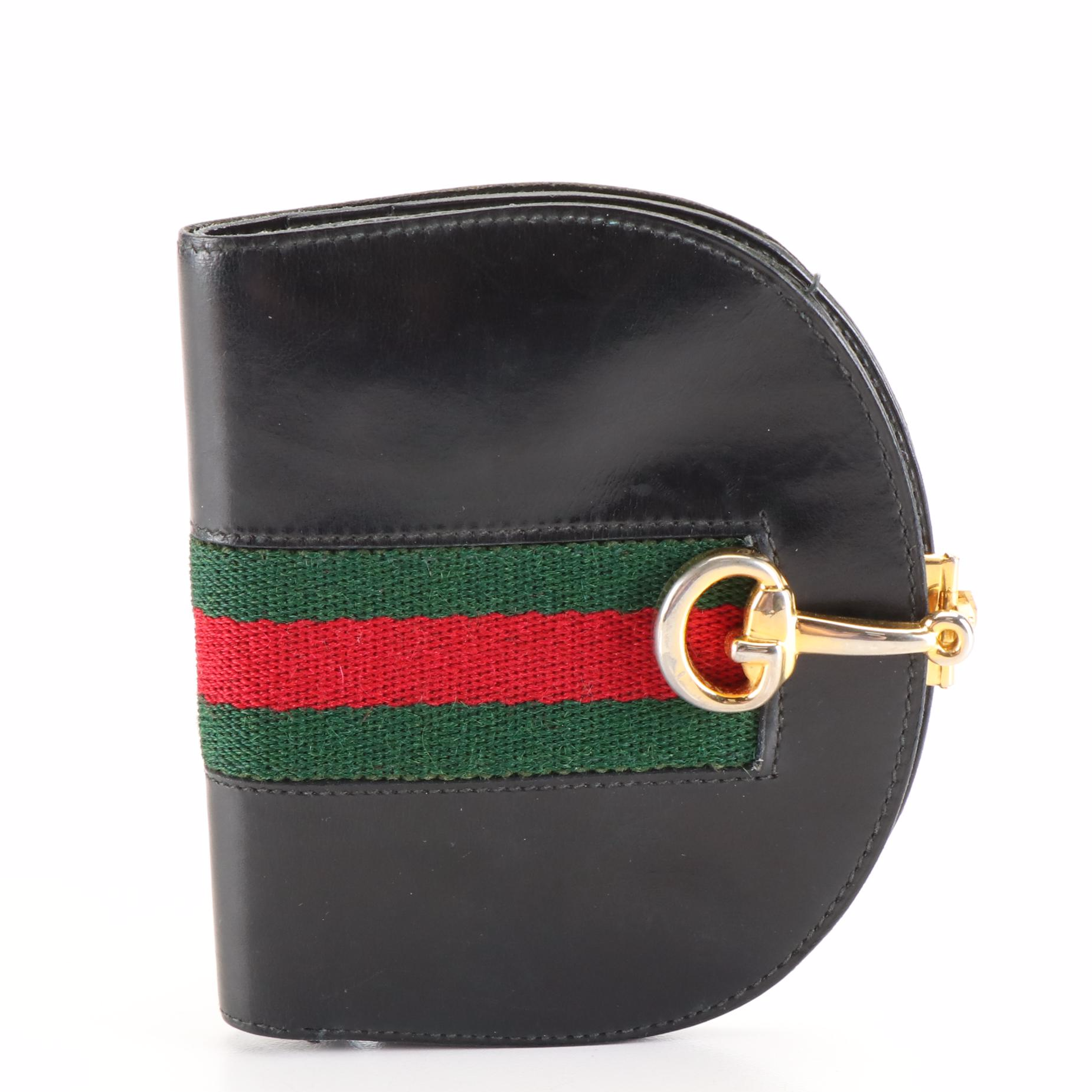 Gucci Sherry Line Compact Wallet in Black Leather
