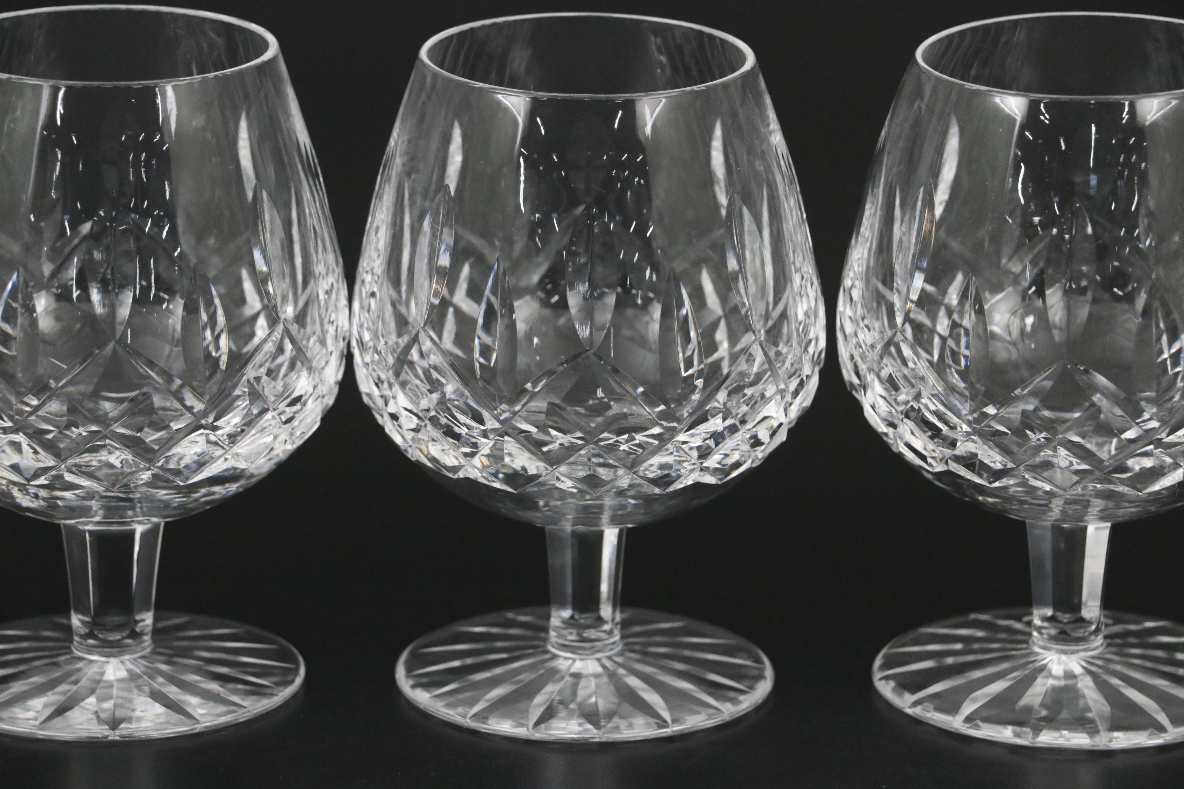 Waterford "Lismore" Crystal Brandy Decanter and Brandy Glasses