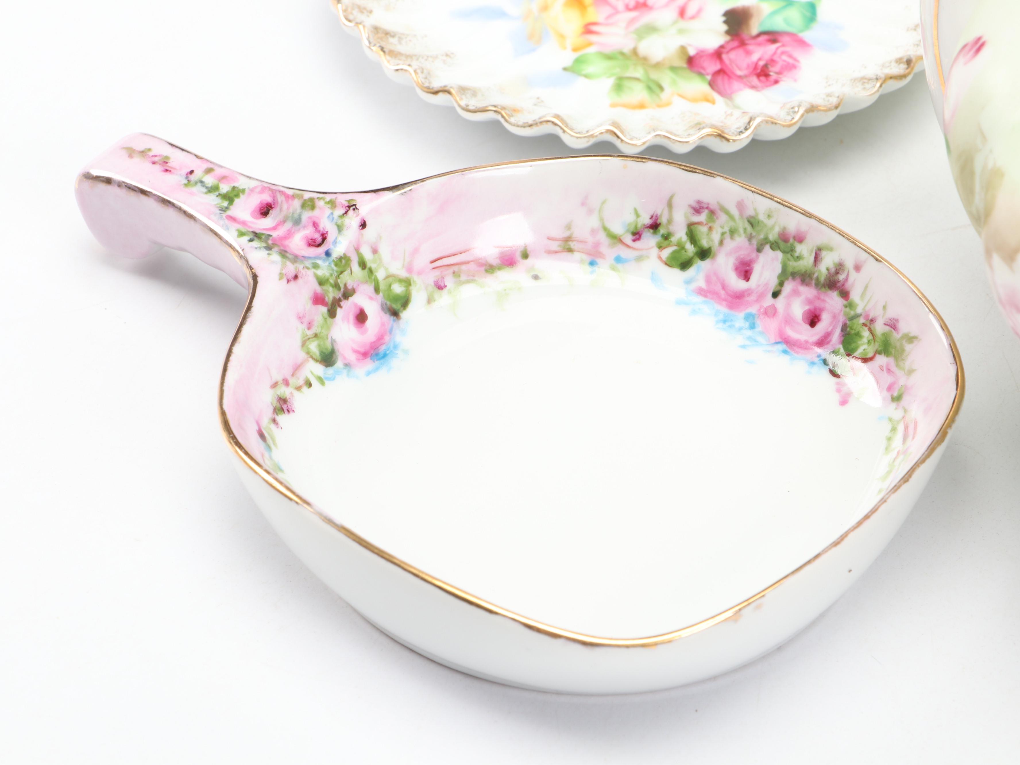 Lefton Porcelain Musical Teapot and Shell Ashtray with More Porcelain Décor