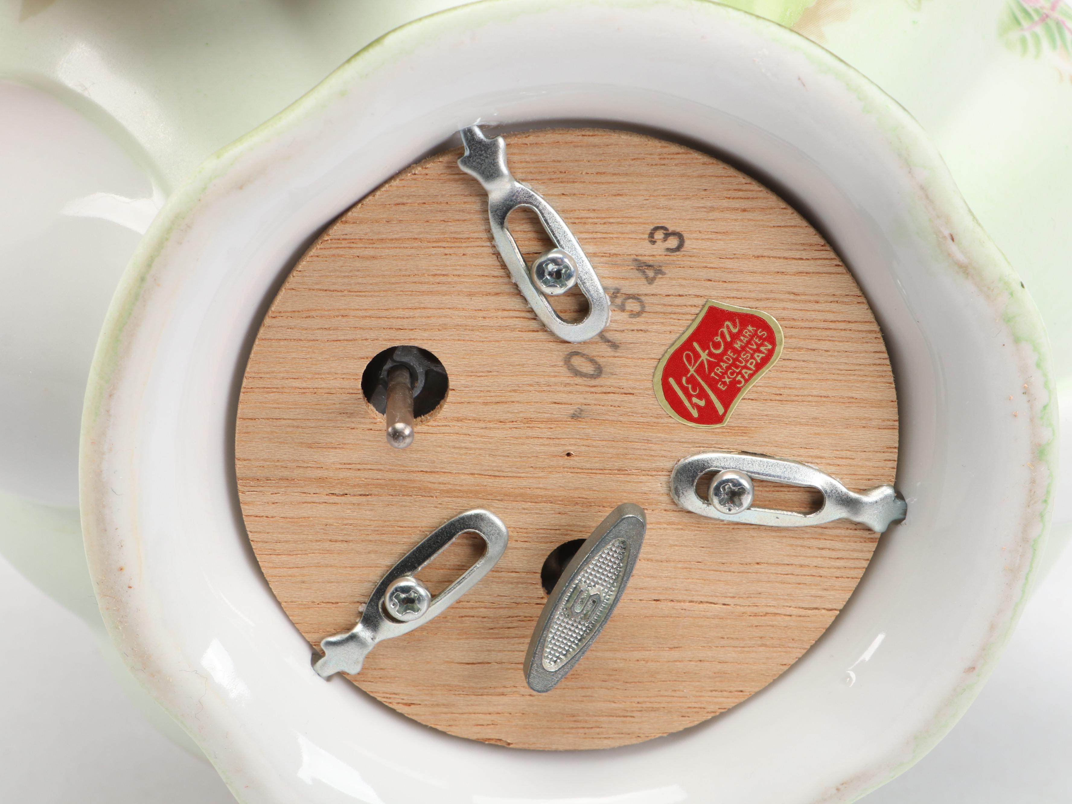 Lefton Porcelain Musical Teapot and Shell Ashtray with More Porcelain Décor