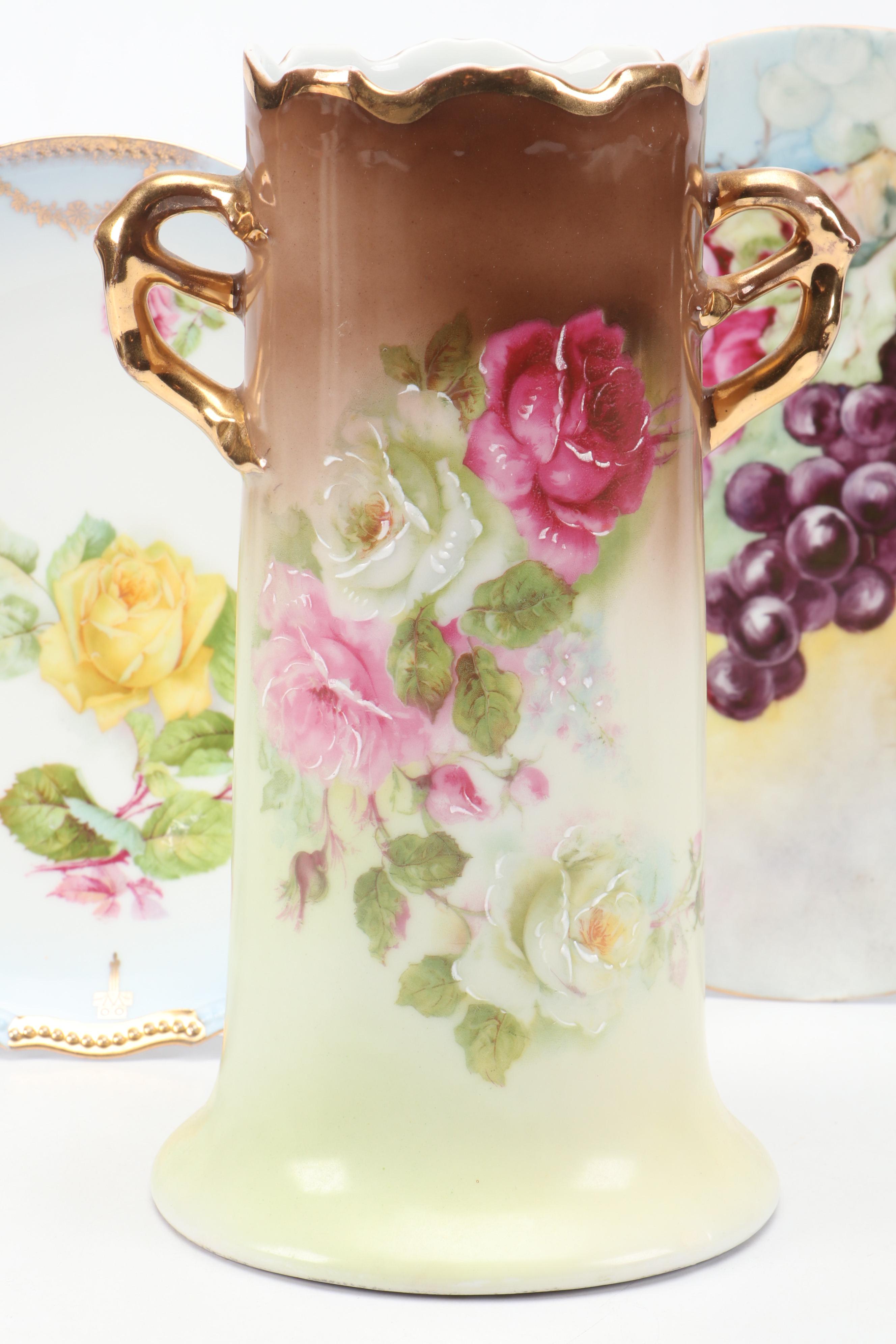 Lefton Porcelain Musical Teapot and Shell Ashtray with More Porcelain Décor