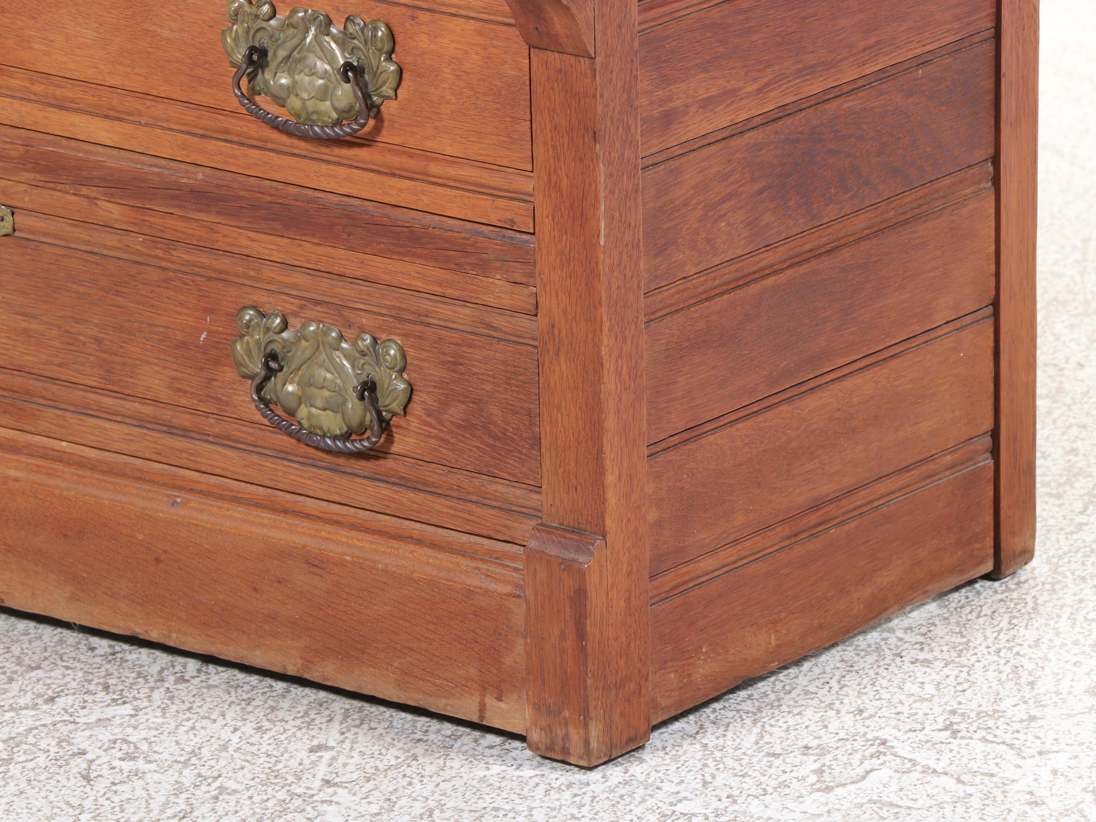 Victorian East Lake Style Walnut and Marble Dresser with Mirror