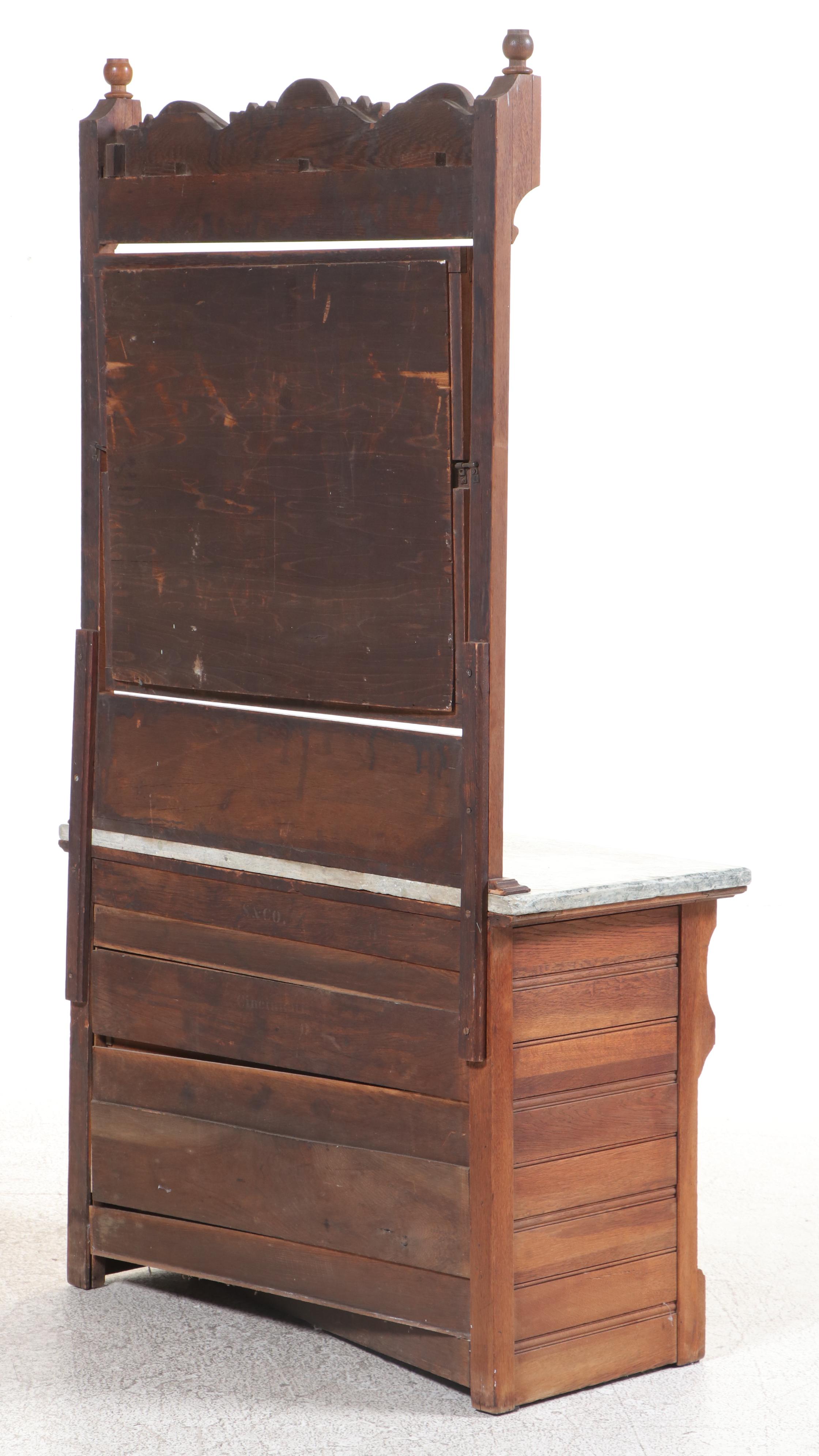 Victorian East Lake Style Walnut and Marble Dresser with Mirror